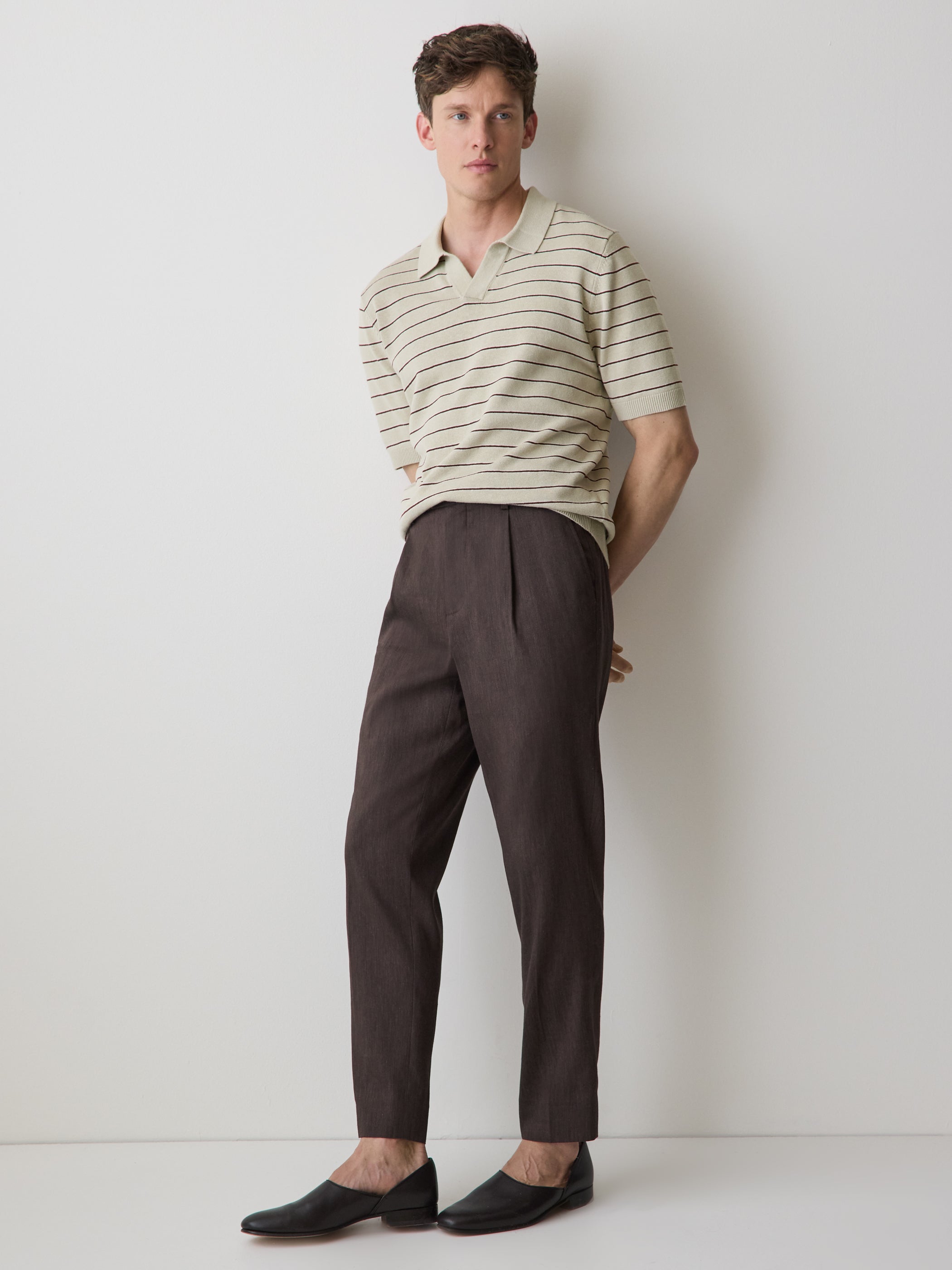 Linen-Blend Short-Sleeve Polo rw&co Limited Time Discount