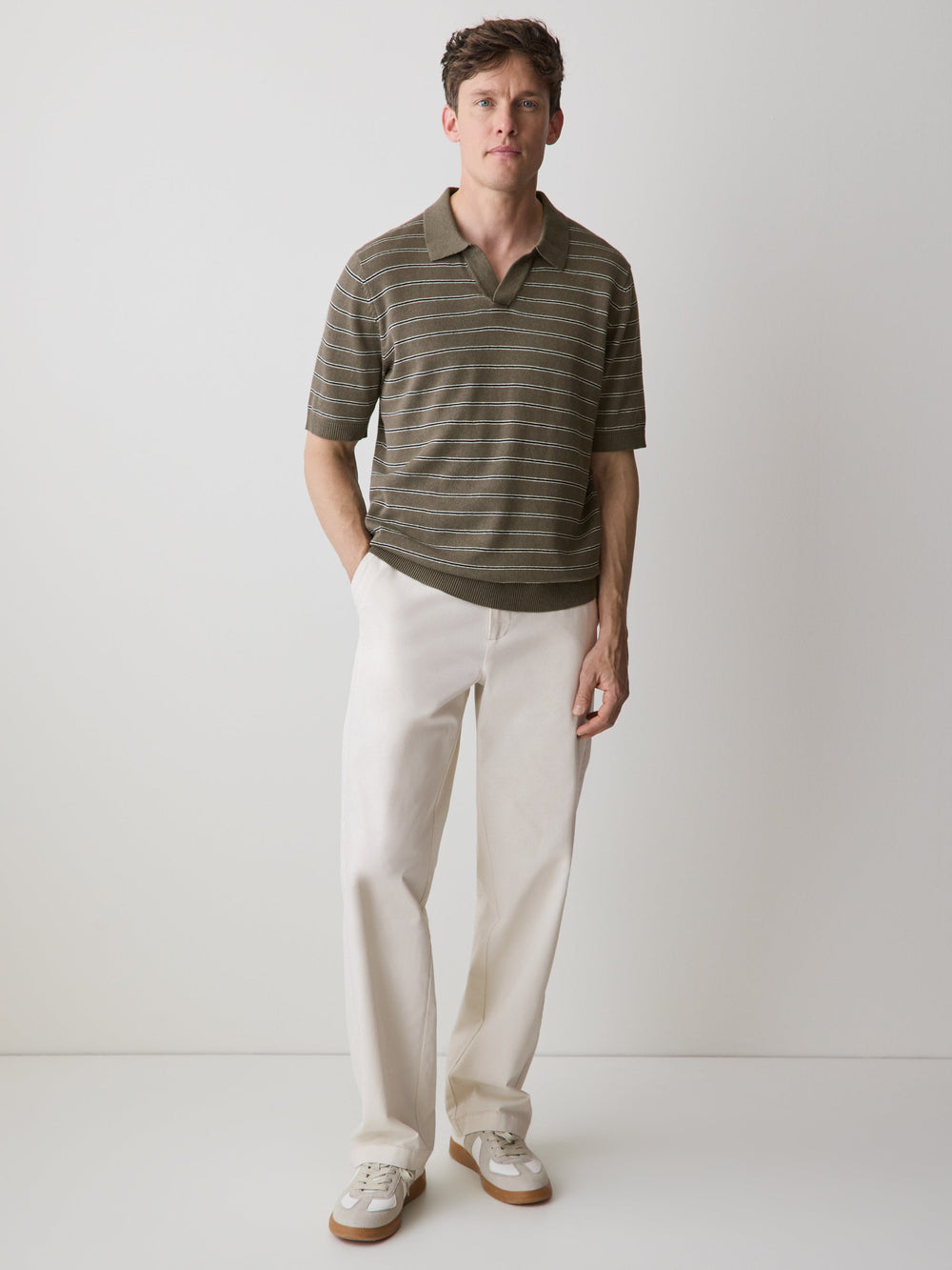 Linen-Blend Short-Sleeve Polo rw&co Limited Time Discount