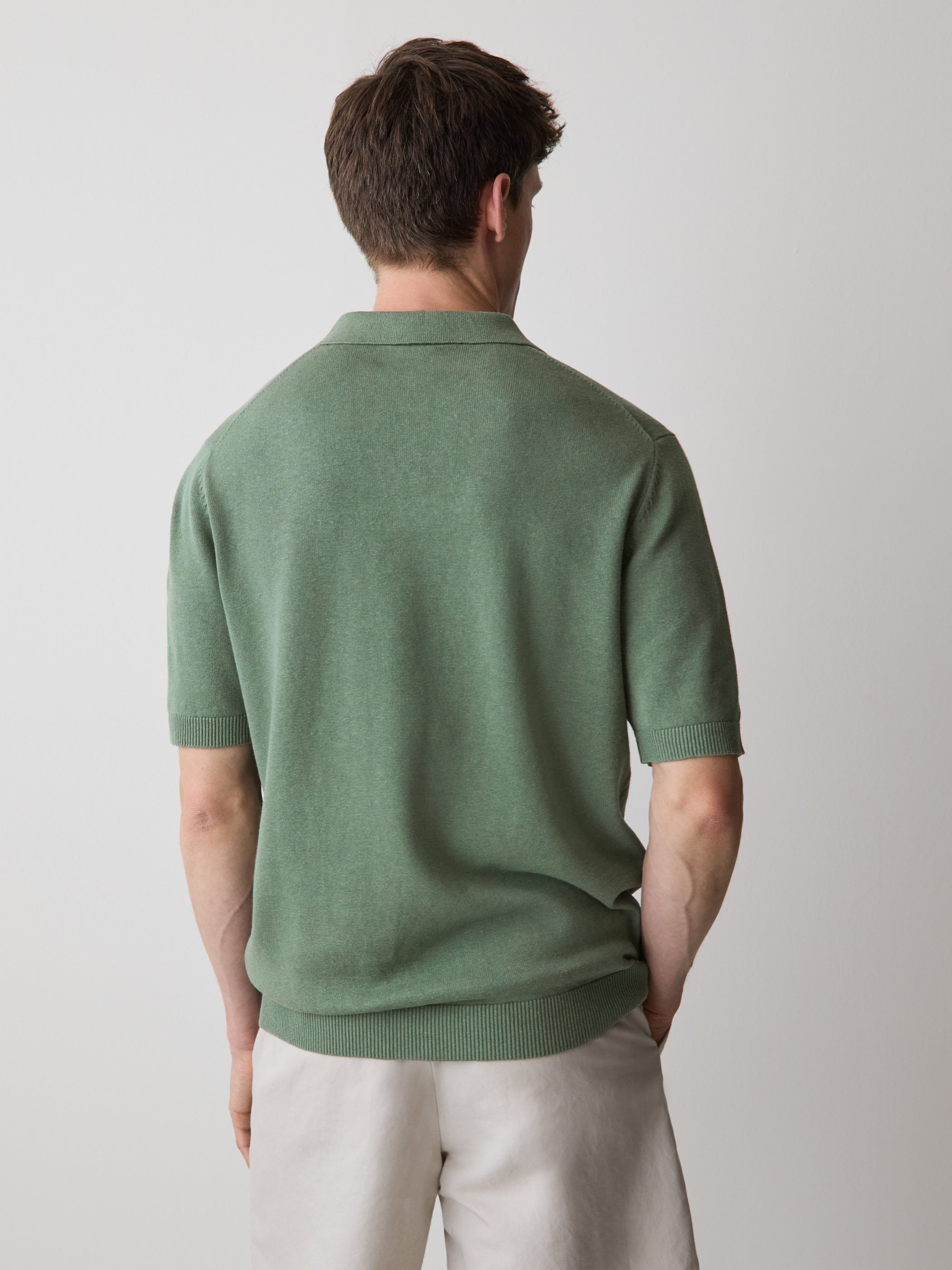 Linen-Blend Short-Sleeve Polo rw&co Limited Time Discount