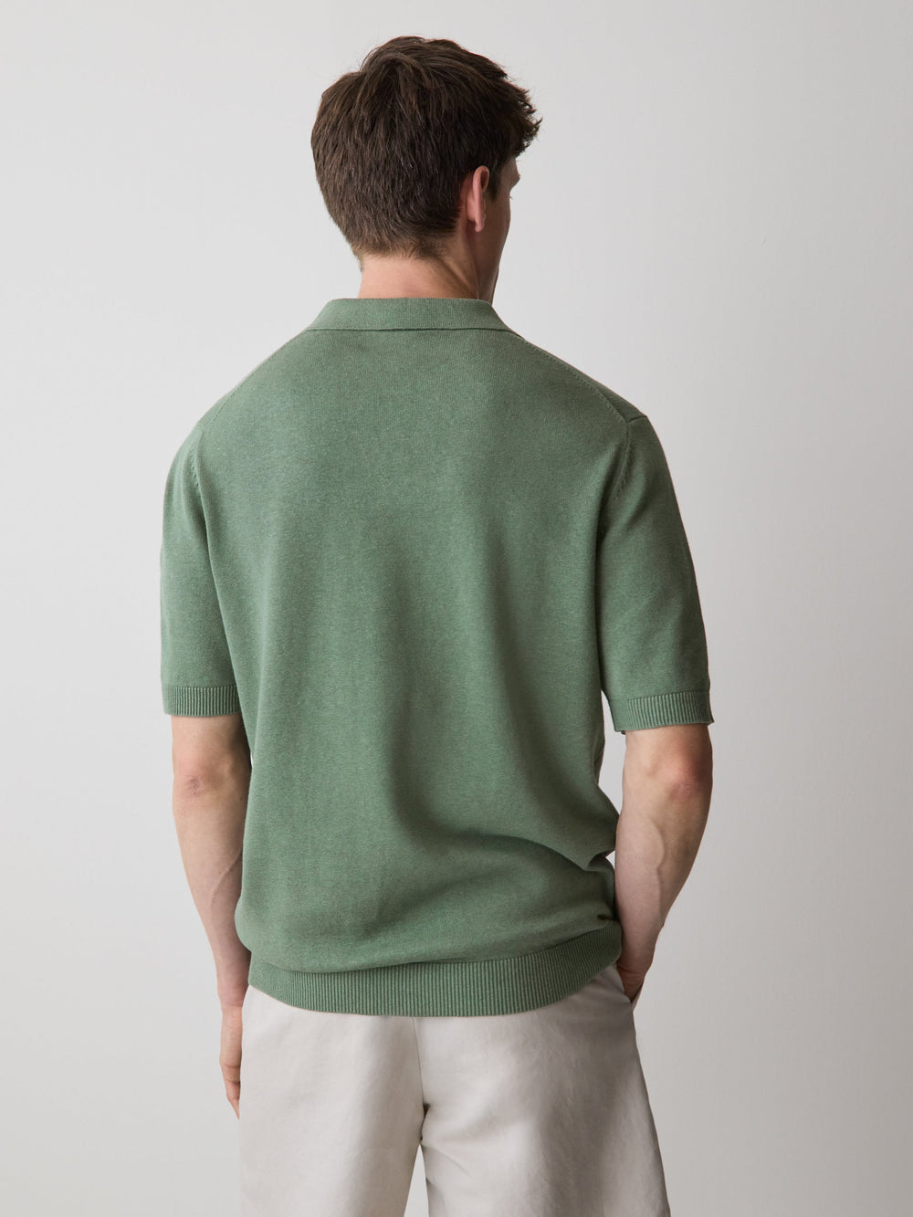 Linen-Blend Short-Sleeve Polo rw&co Limited Time Discount