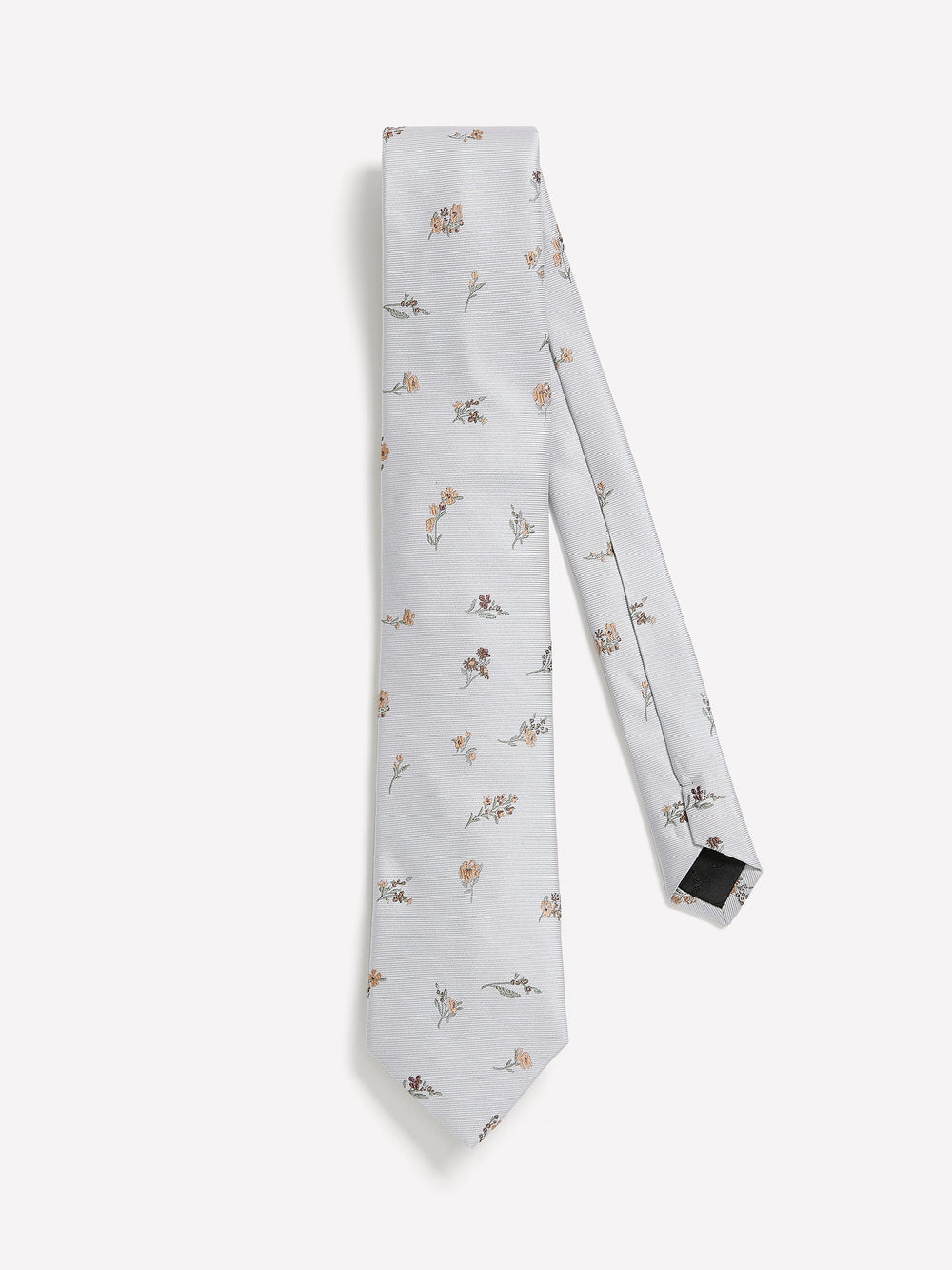 Grey Regular Tie with Floral Pattern rw&co Great Value Deal