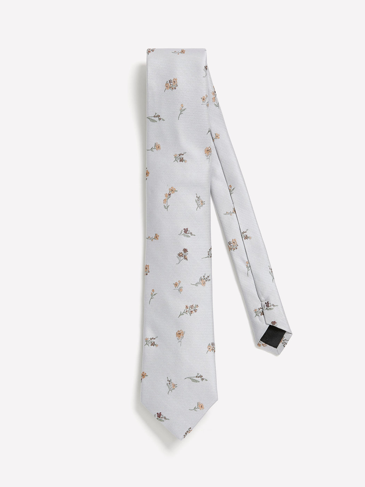 Grey Regular Tie with Floral Pattern rw&co Great Value Deal