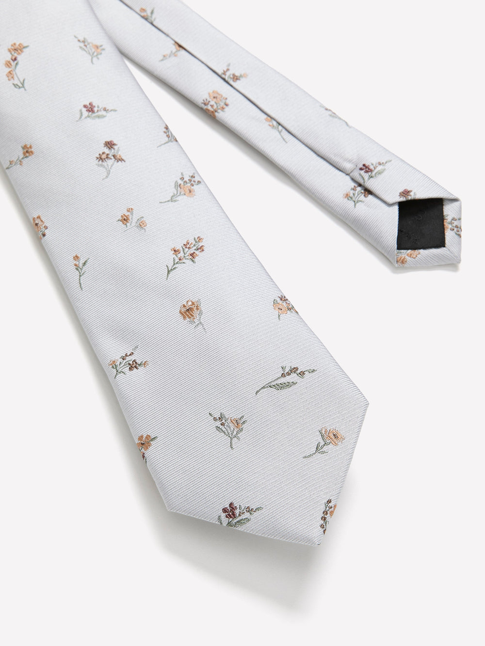Grey Regular Tie with Floral Pattern rw&co Great Value Deal