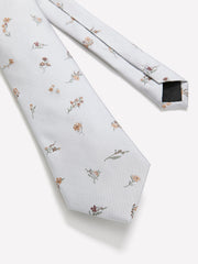 Grey Regular Tie with Floral Pattern rw&co Great Value Deal