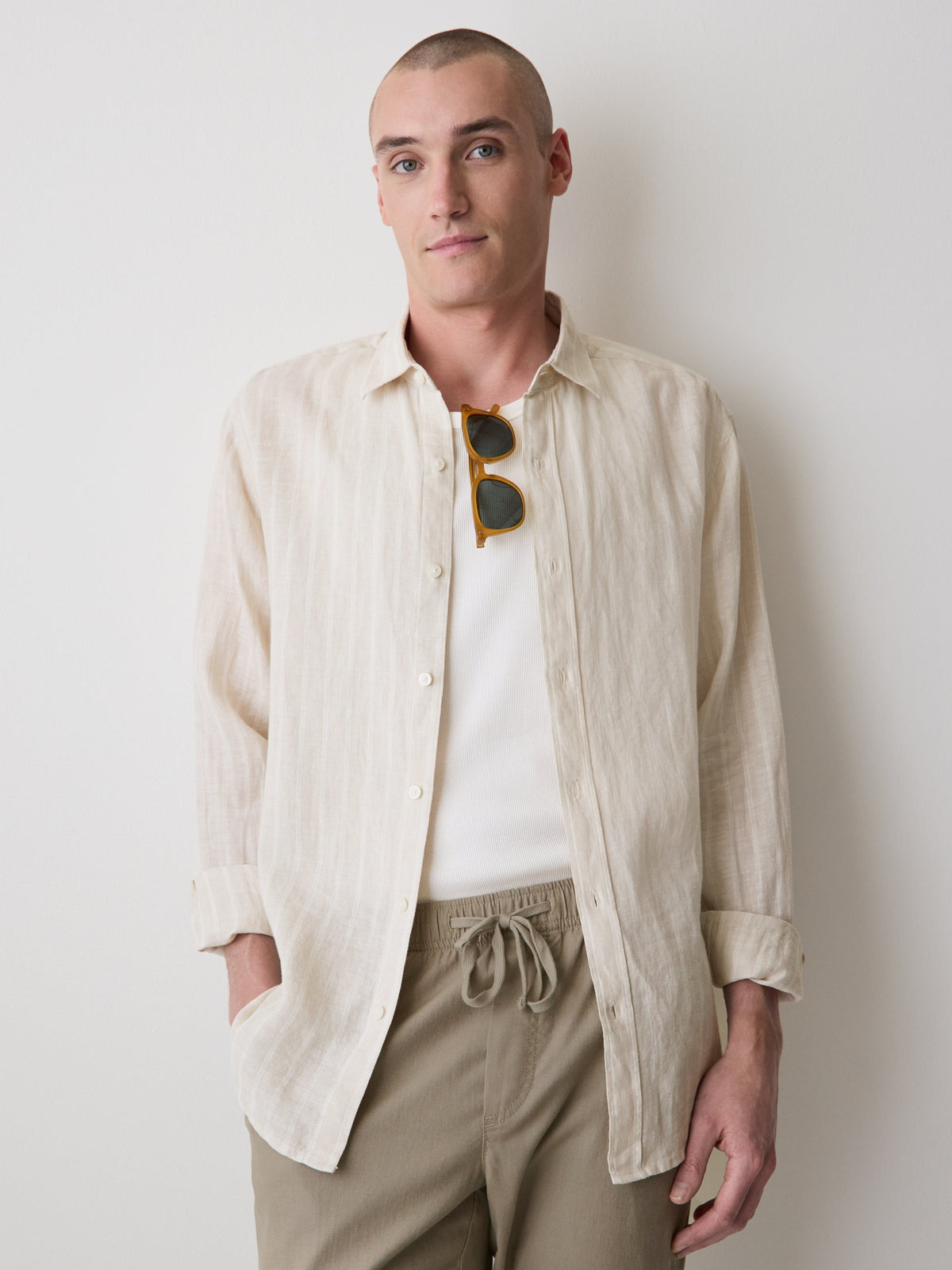 Striped Long-Sleeve Linen Shirt rw&co Special Offer