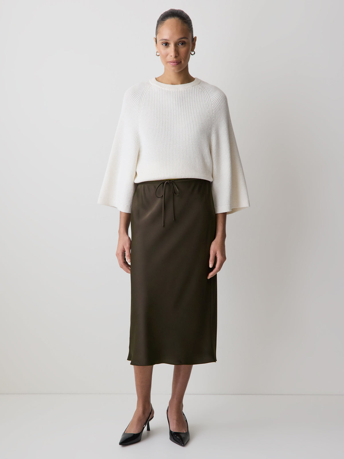 High-Rise Straight Midi Skirt rw&co Limited Time Discount