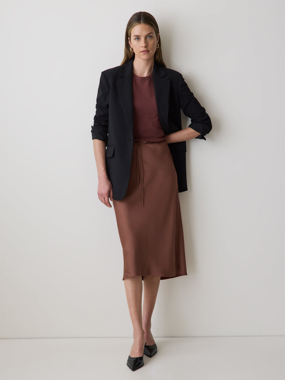 High-Rise Straight Midi Skirt rw&co Limited Time Discount
