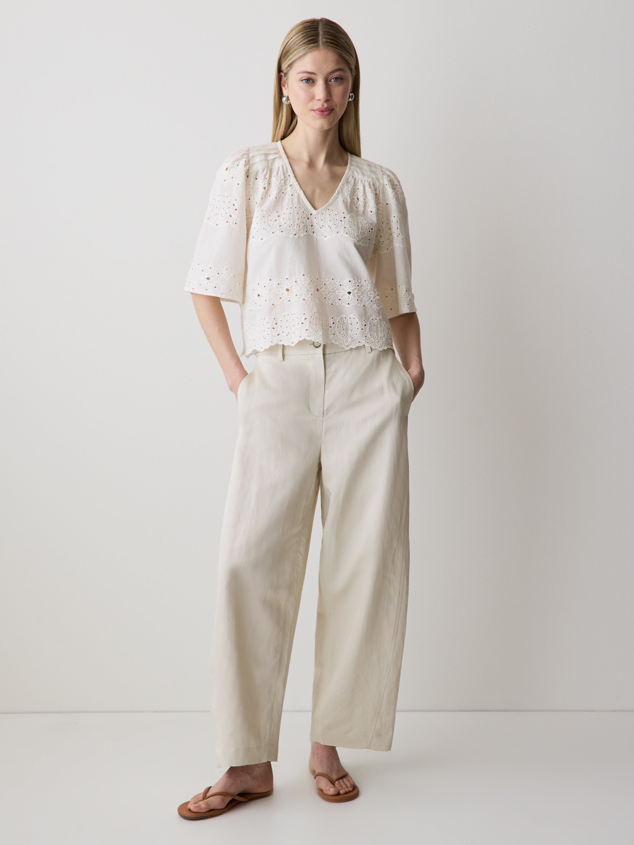 Twill High-Rise Barrel Pant rw&co Exclusive Sale Price