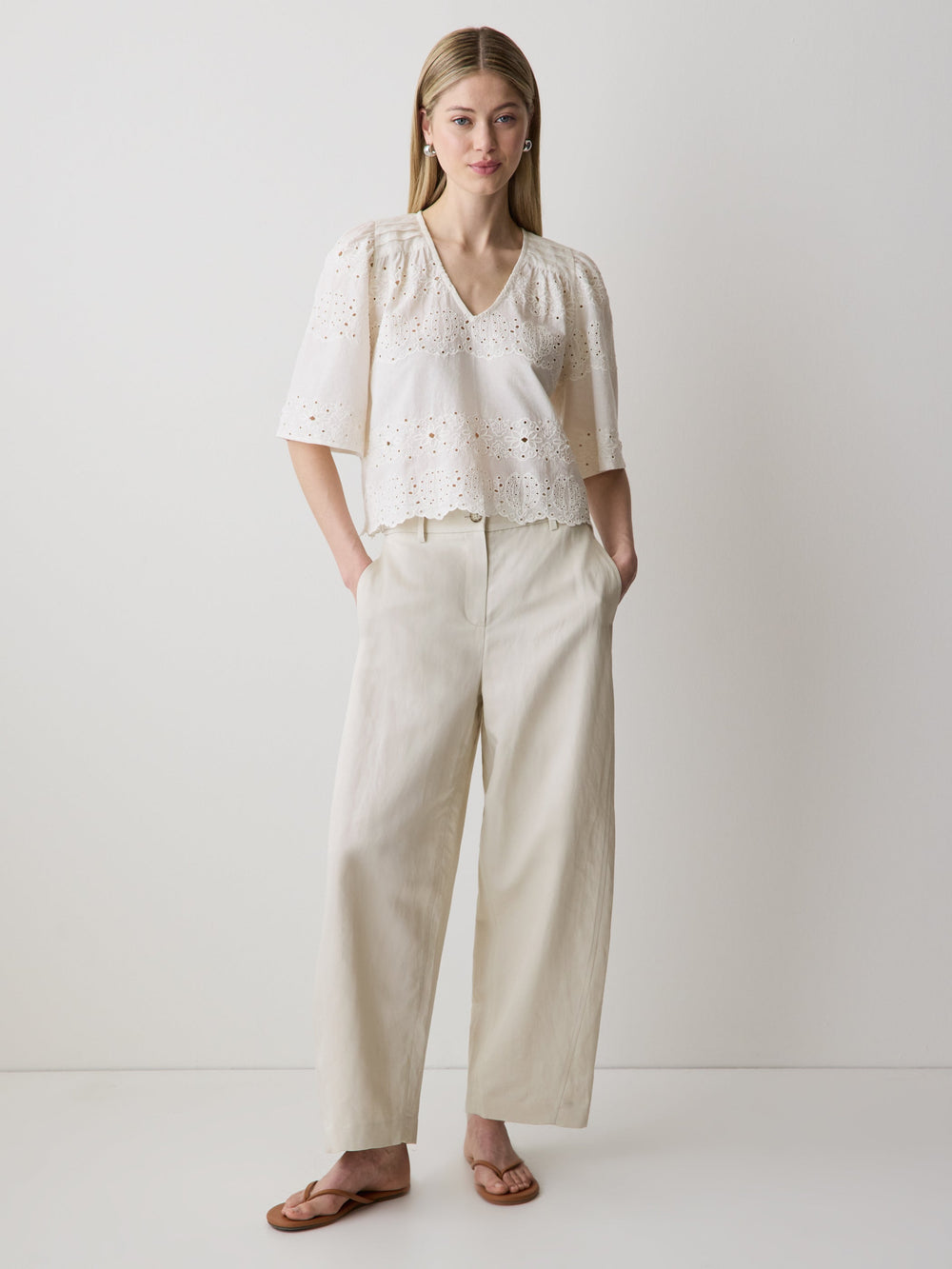 Twill High-Rise Barrel Pant rw&co Exclusive Sale Price