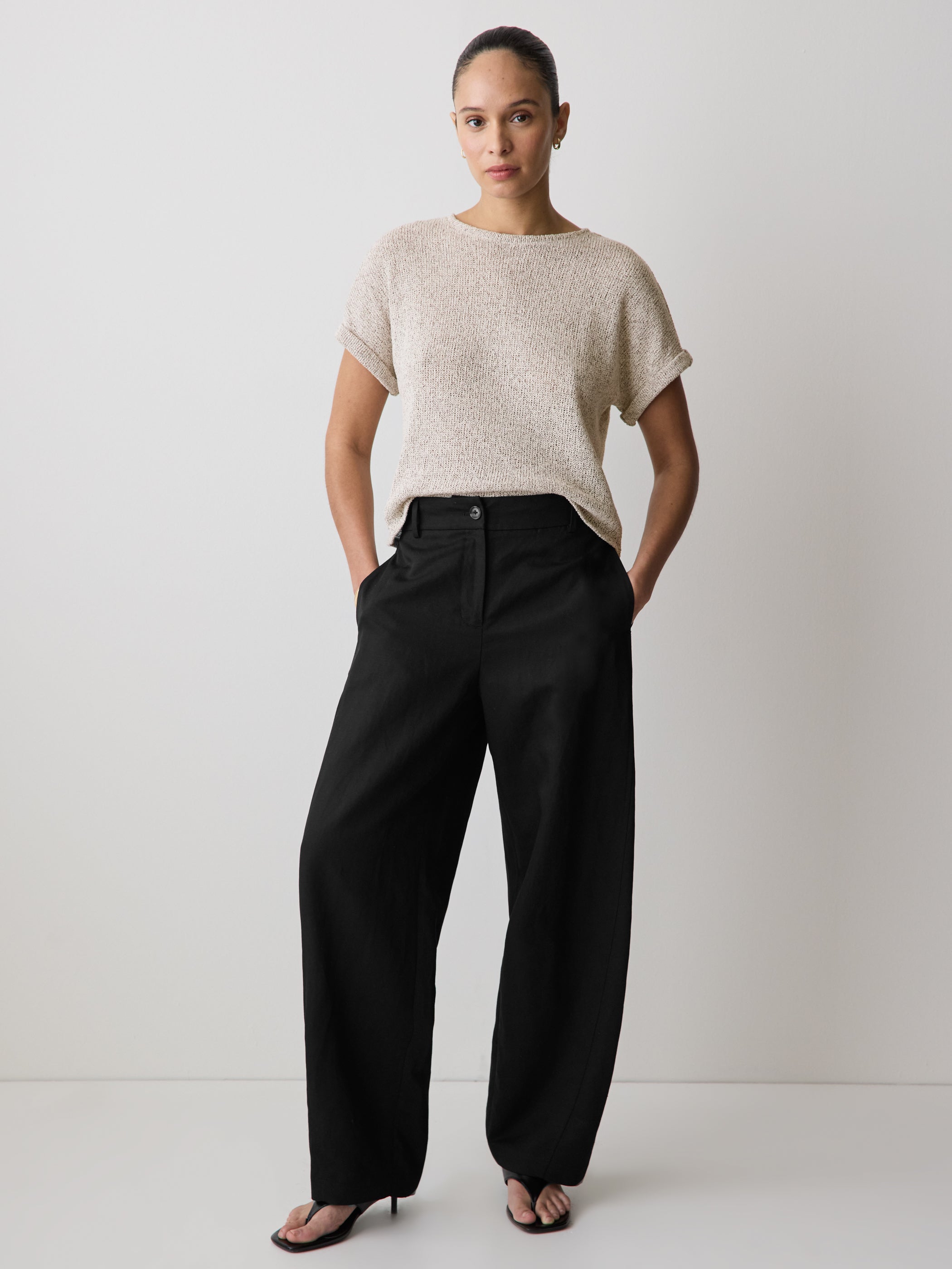 Twill High-Rise Barrel Pant rw&co Exclusive Sale Price