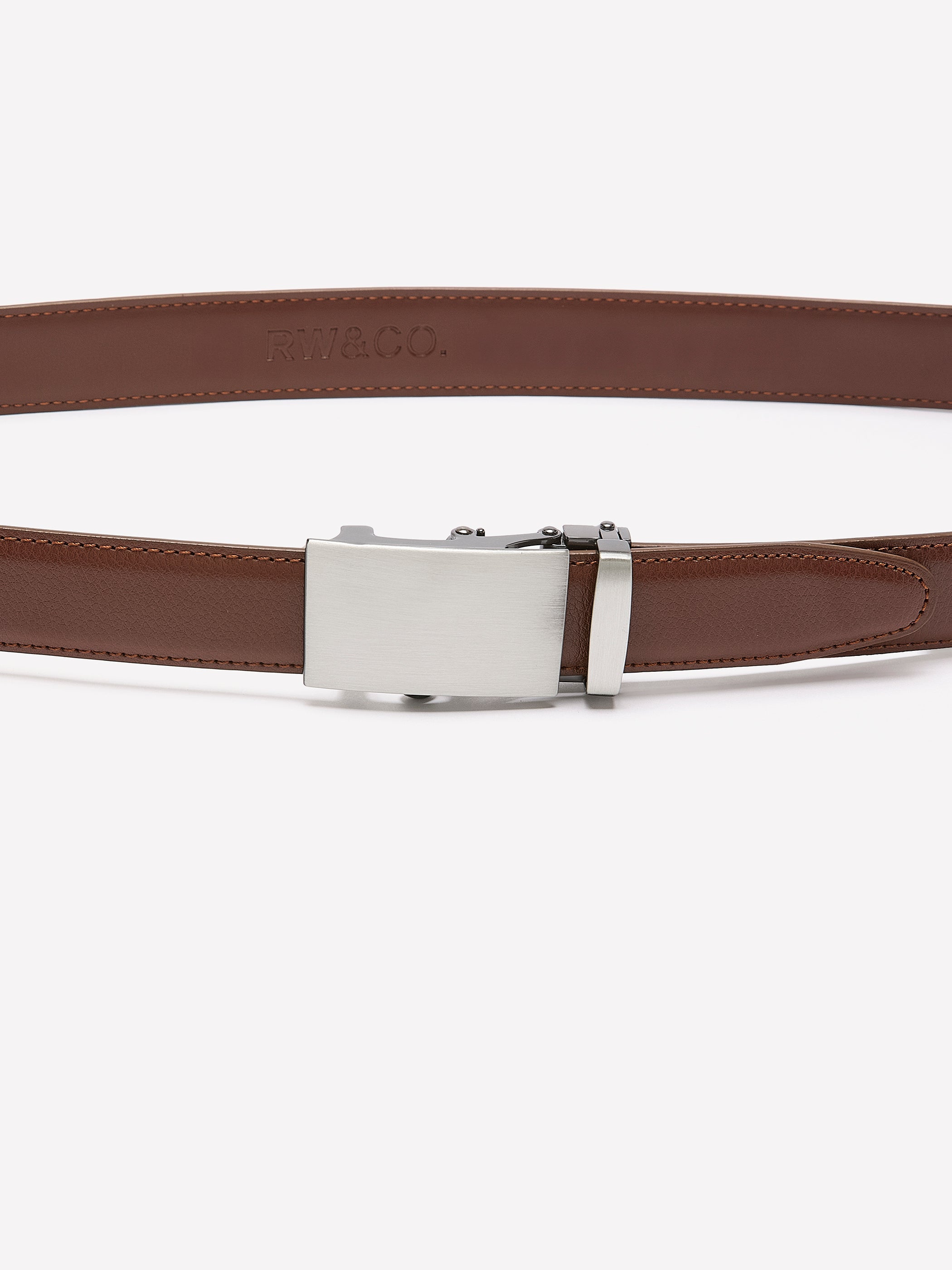 Leather Belt with Plate Buckle rw&co Special Offer
