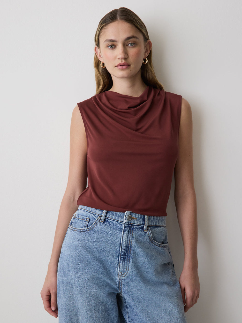 Sleeveless Top with Cowl Neckline rw&co Special Offer