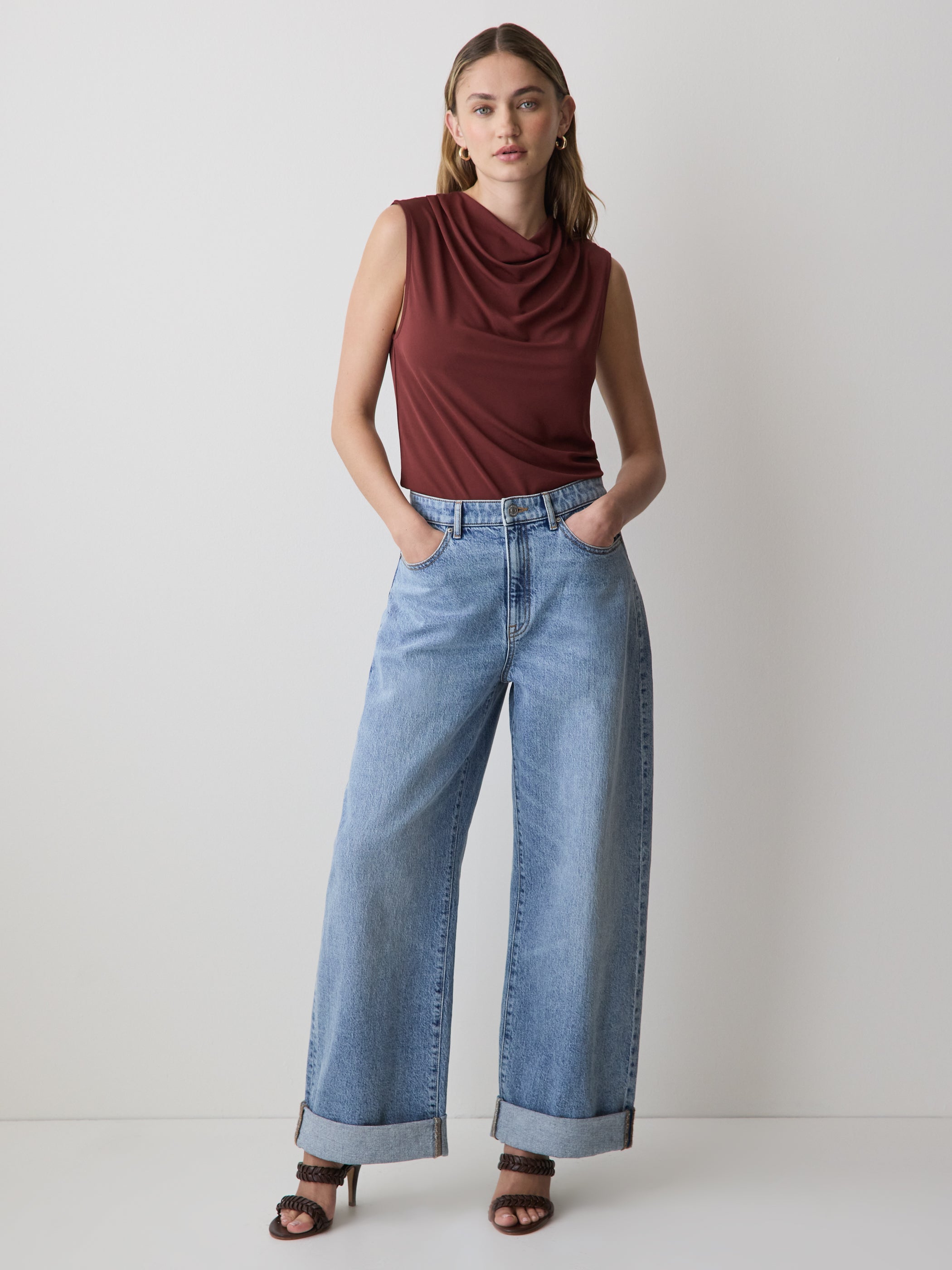 Sleeveless Top with Cowl Neckline rw&co Special Offer