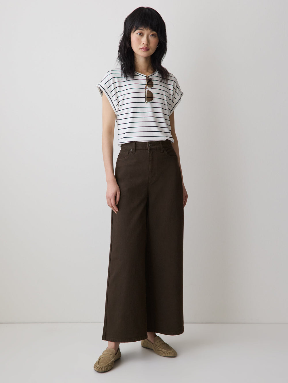 High-Rise Wide-Leg Cropped Jeans rw&co Great Value Deal