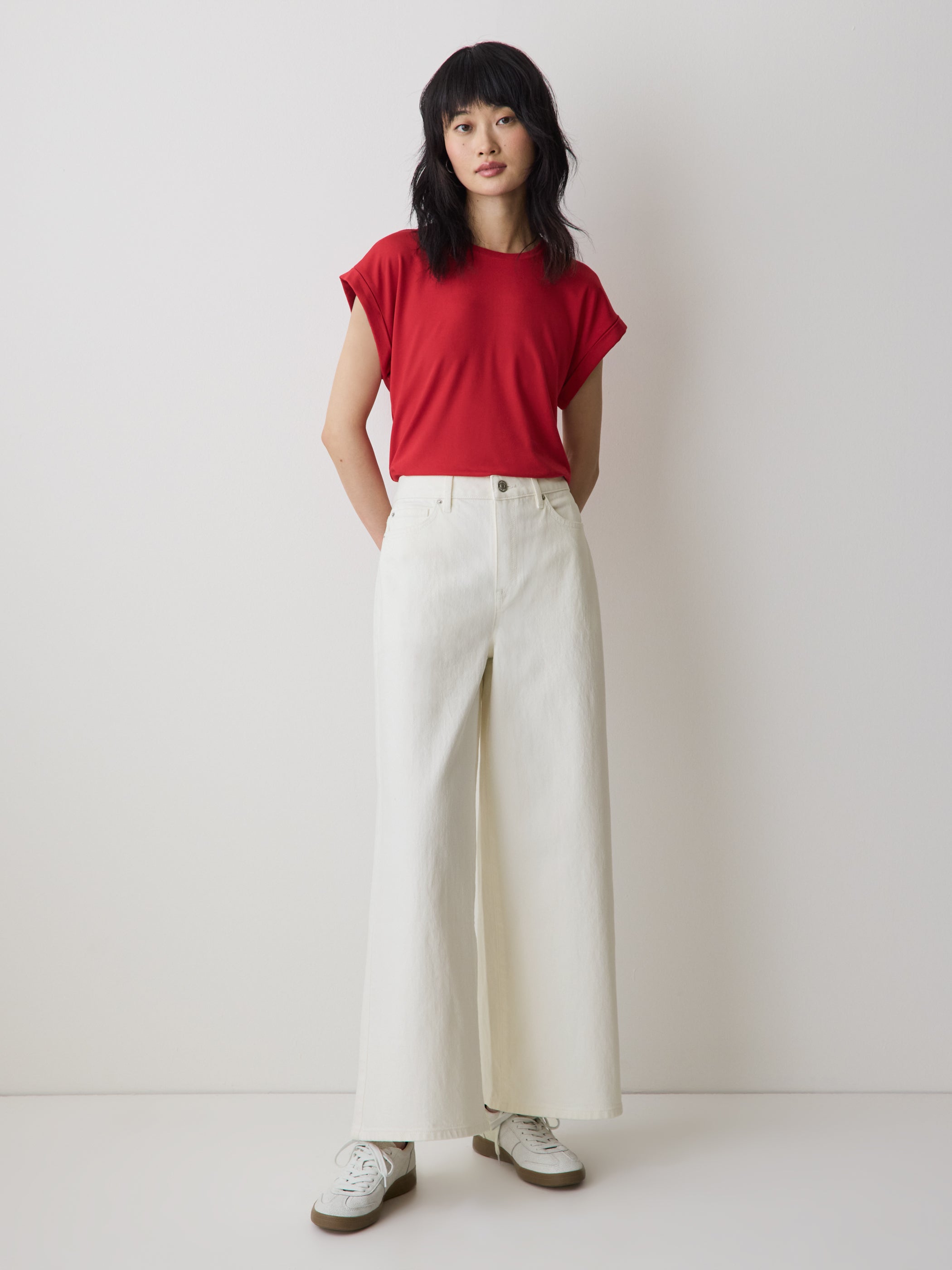 High-Rise Wide-Leg Cropped Jeans rw&co Great Value Deal