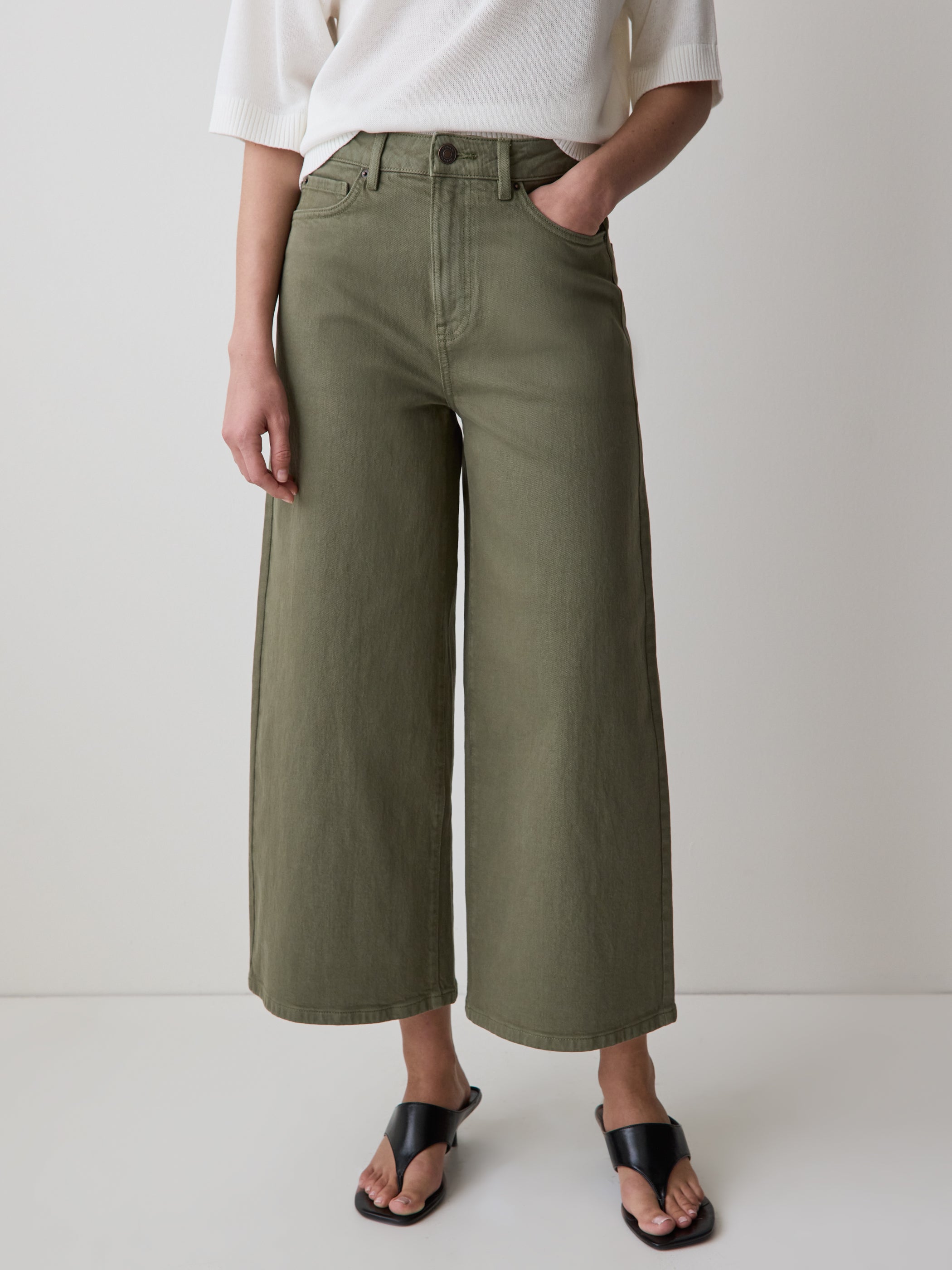 High-Rise Wide-Leg Cropped Jeans rw&co Great Value Deal