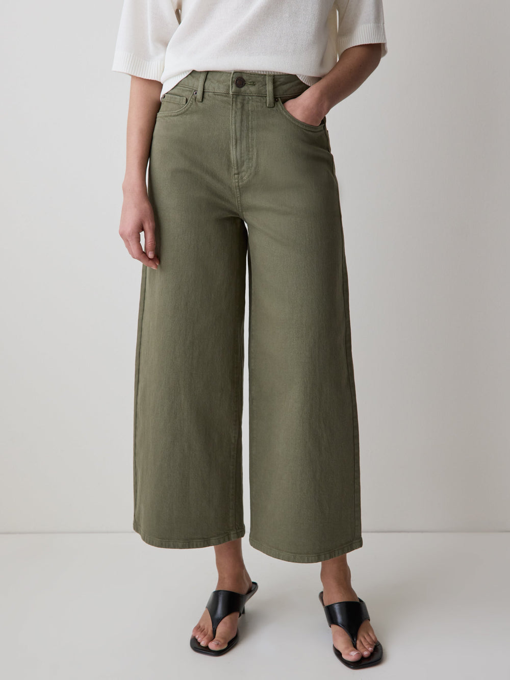 High-Rise Wide-Leg Cropped Jeans rw&co Great Value Deal