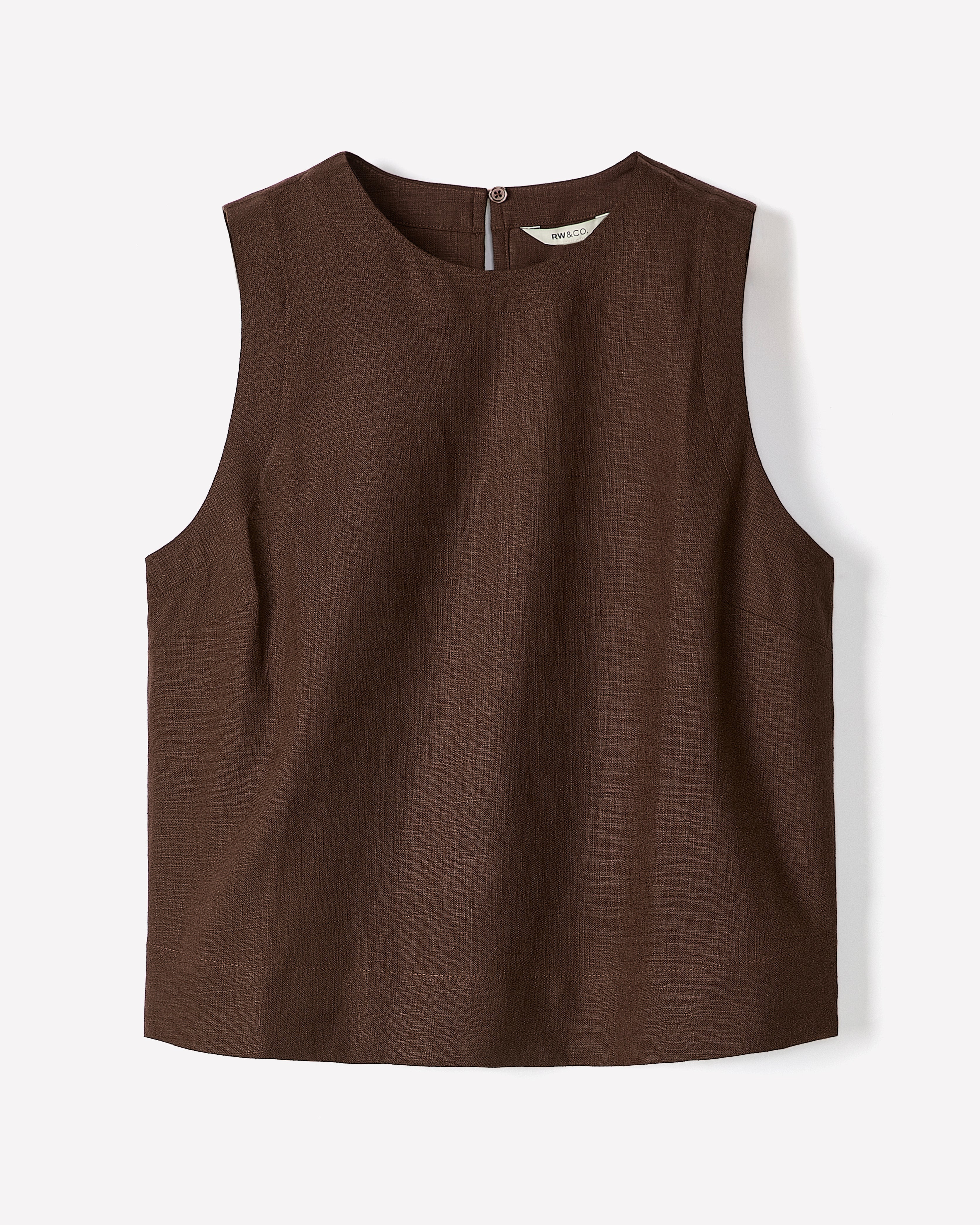Sleeveless Crew-Neck Linen-Blend Blouse rw&co On Sale