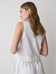 Sleeveless Crew-Neck Linen-Blend Blouse rw&co On Sale