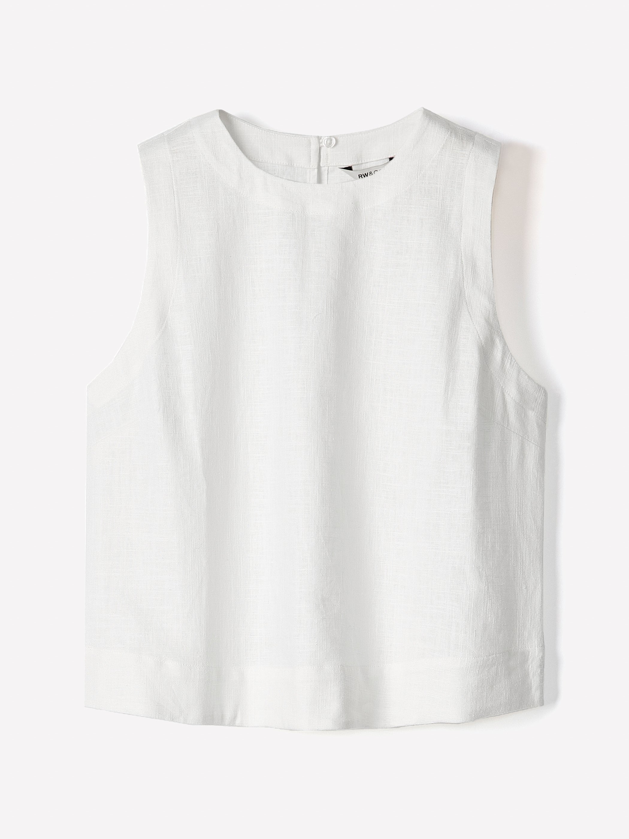 Sleeveless Crew-Neck Linen-Blend Blouse rw&co On Sale
