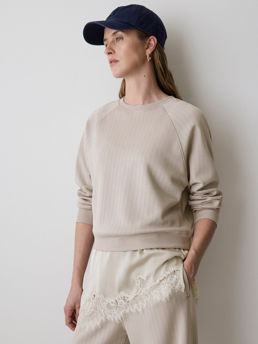 Long-Raglan-Sleeve Crew-Neck Top rw&co Limited Time Discount