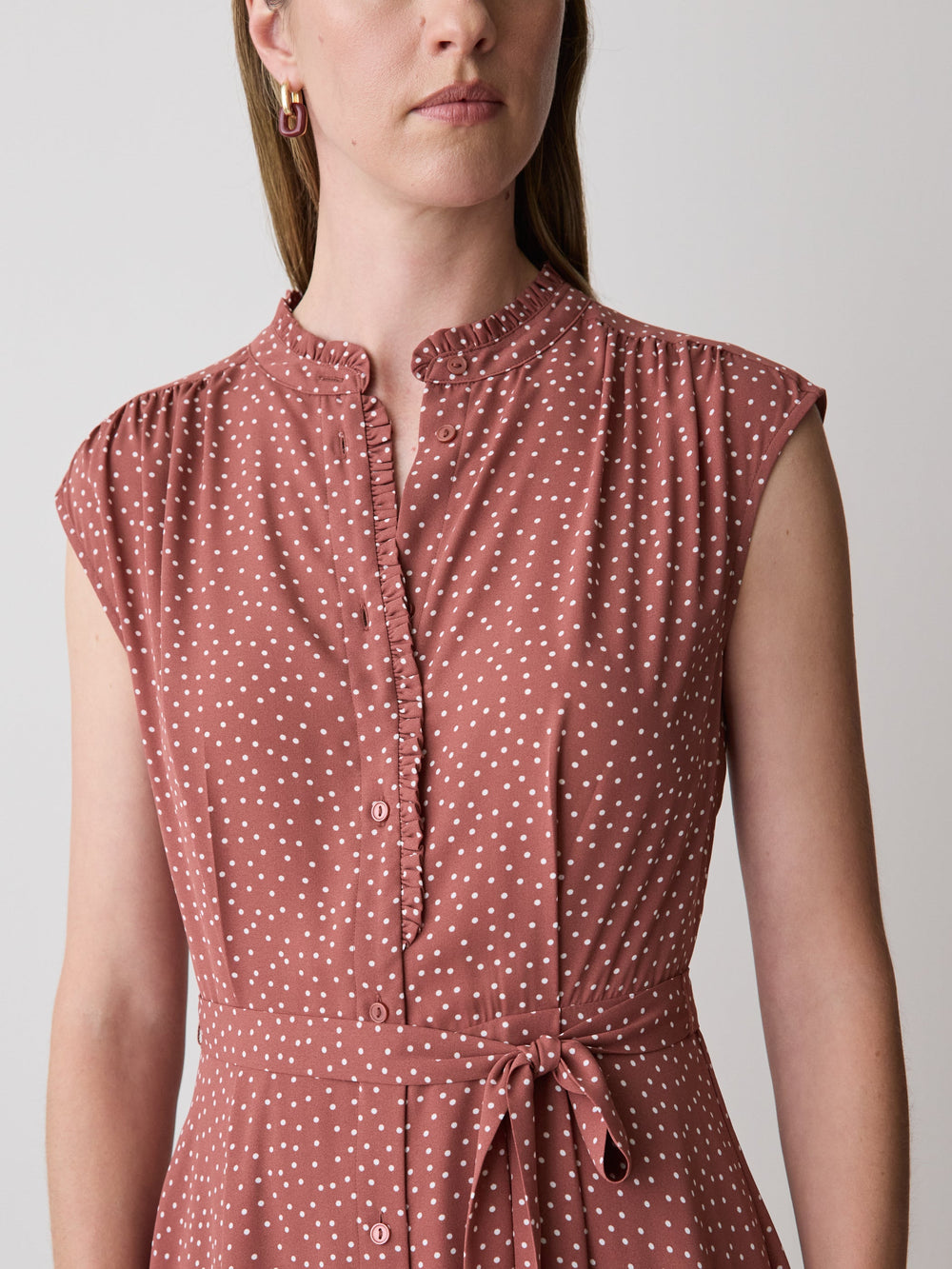 Sleeveless Mock-Neck Buttoned-Down Mini Dress rw&co Special Offer