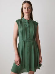 Sleeveless Mock-Neck Buttoned-Down Mini Dress rw&co Special Offer