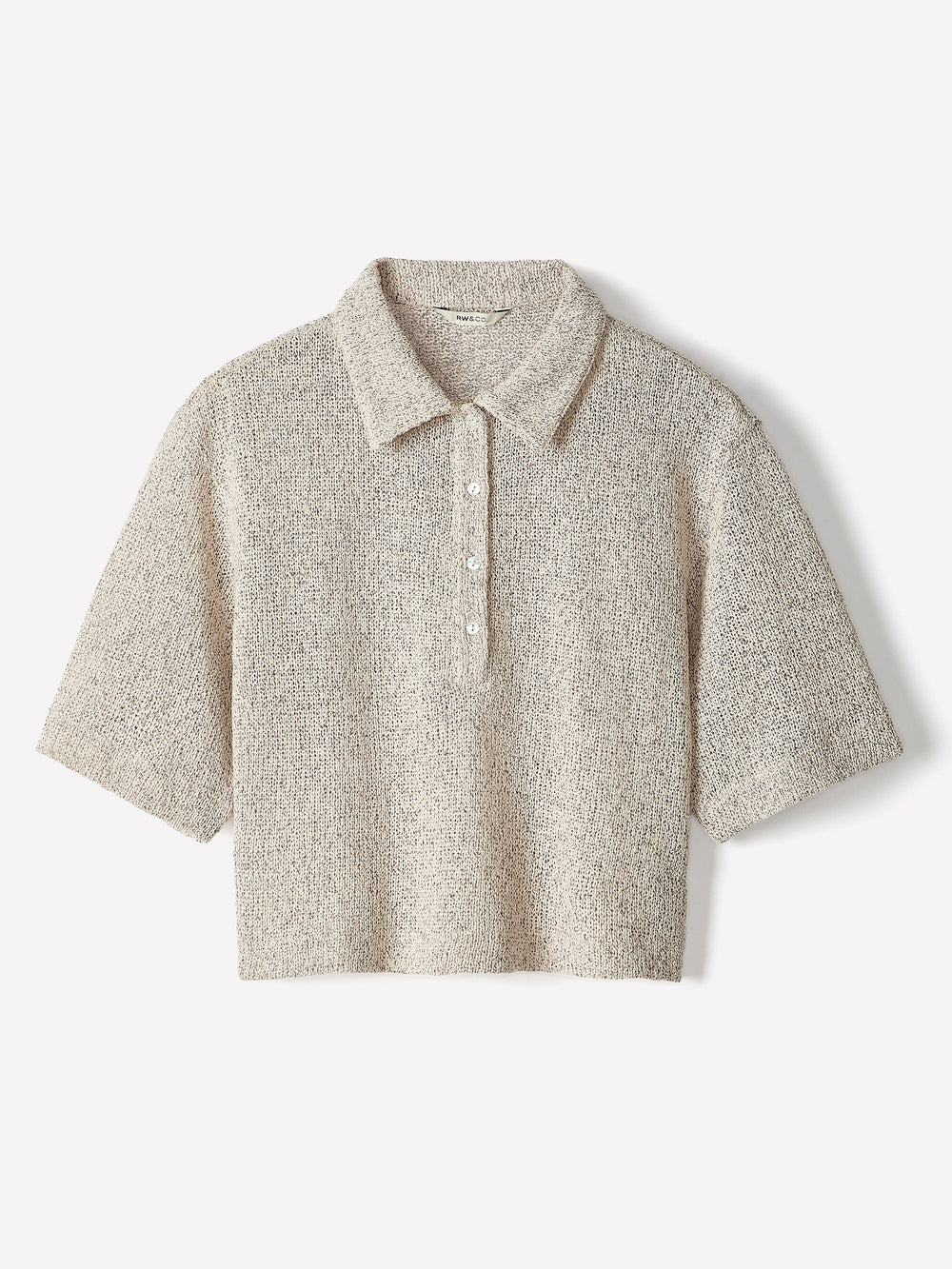 Elbow-Sleeve Relaxed-Fit Polo Top rw&co Great Value Deal