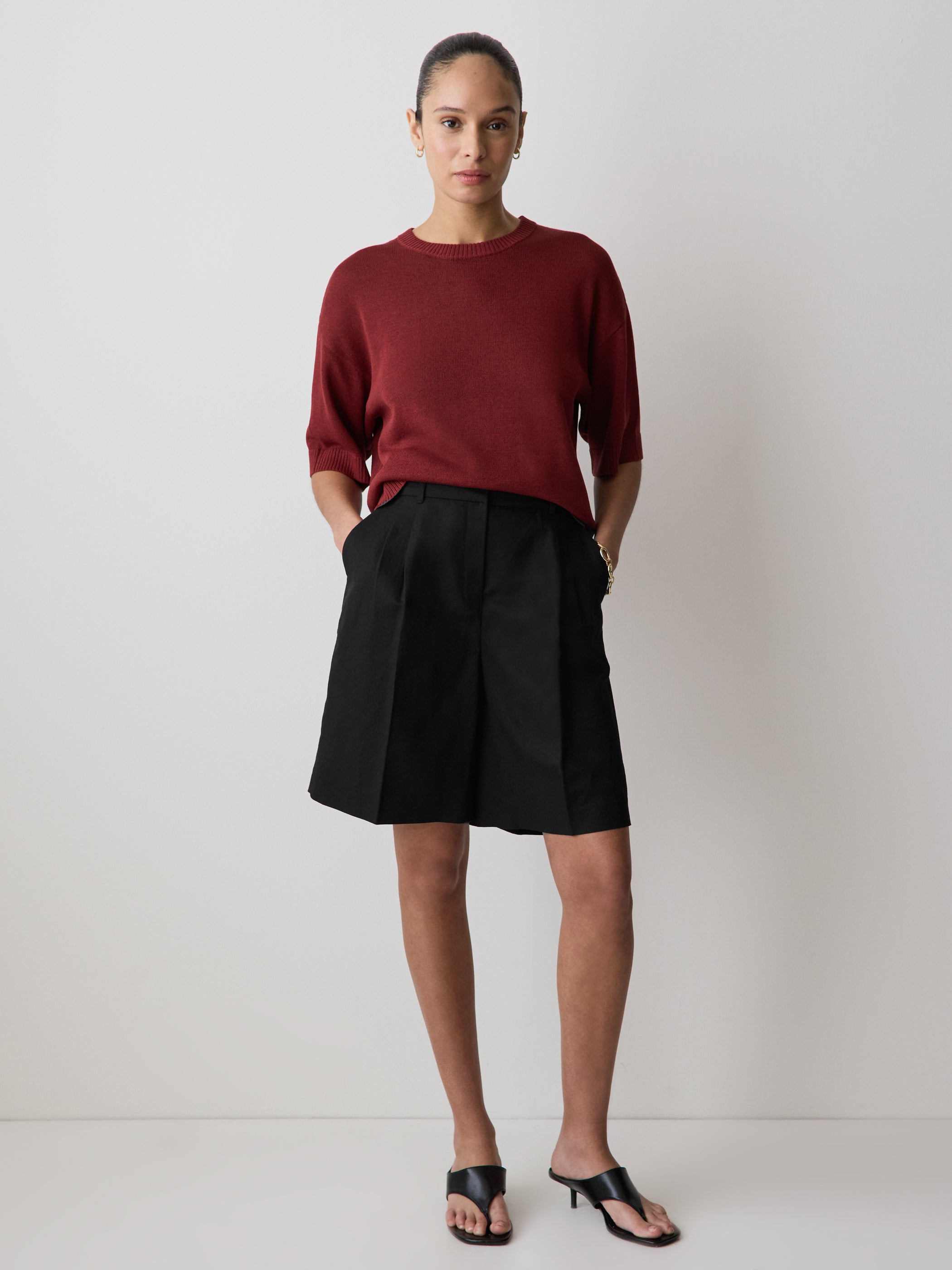 Short-Sleeve Crew-Neck Boxy Sweater rw&co Special Offer