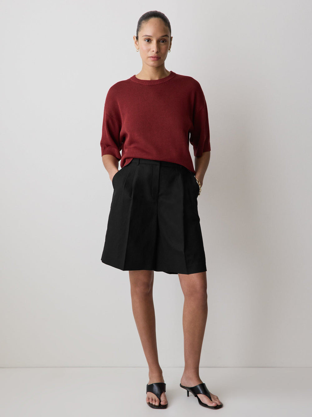 Short-Sleeve Crew-Neck Boxy Sweater rw&co Special Offer