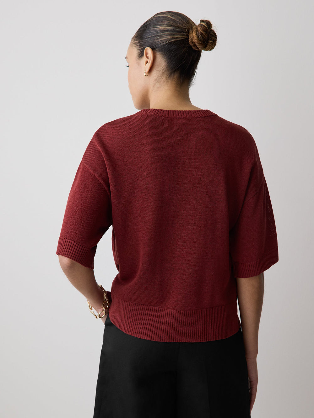 Short-Sleeve Crew-Neck Boxy Sweater rw&co Special Offer