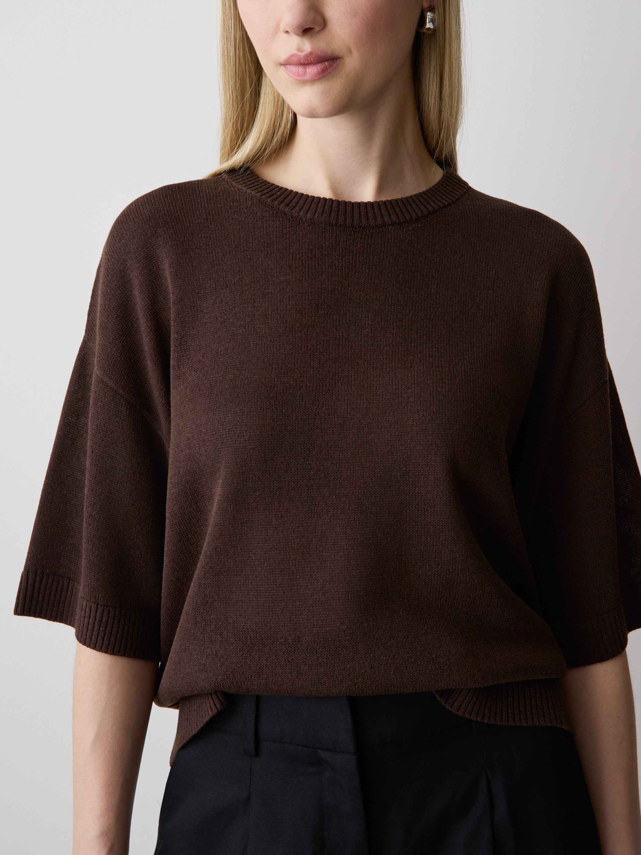Short-Sleeve Crew-Neck Boxy Sweater rw&co Special Offer