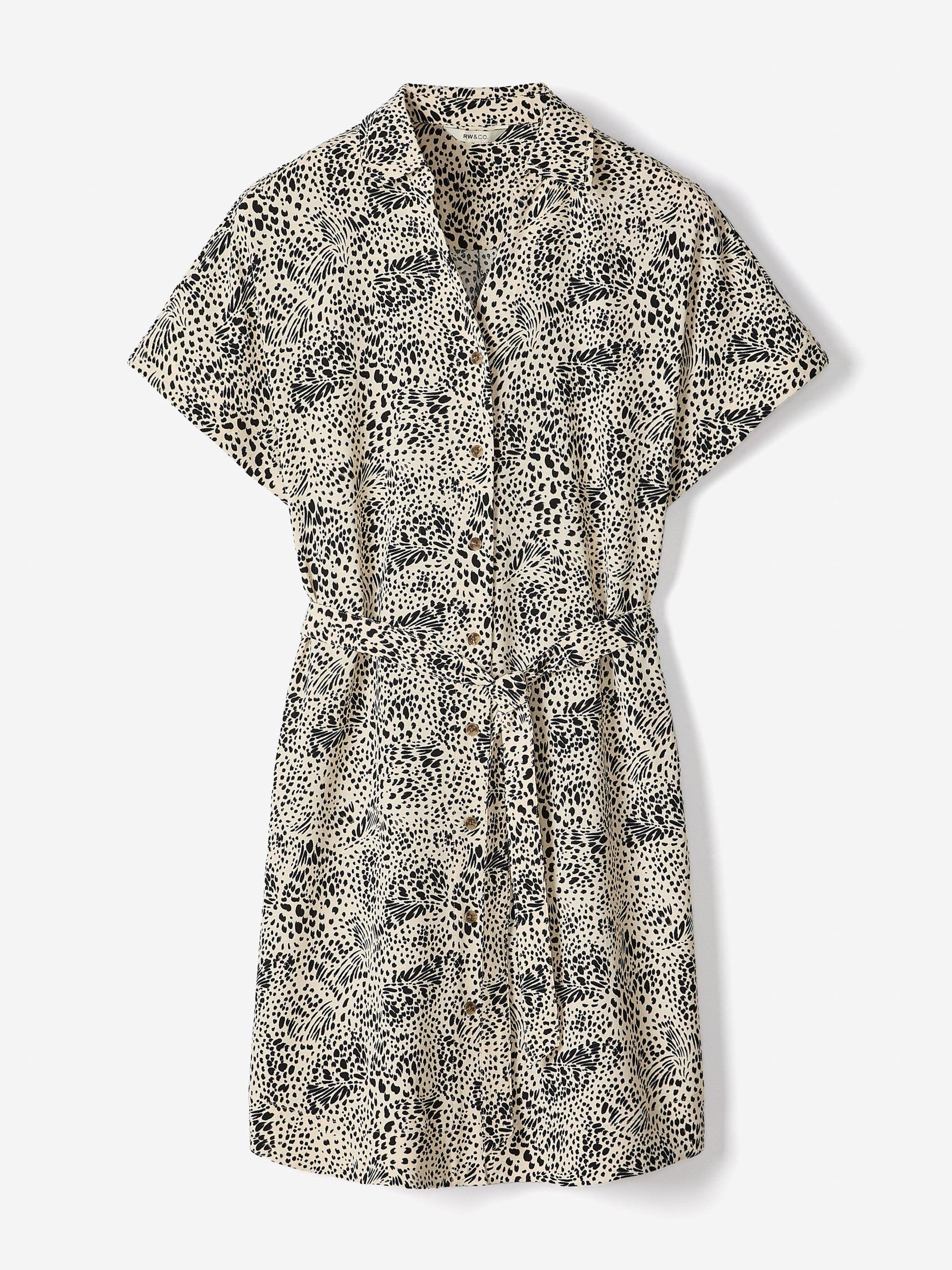 Short-Sleeve Buttoned-Down Midi Dress with Shirt Collar rw&co Special Promo Price