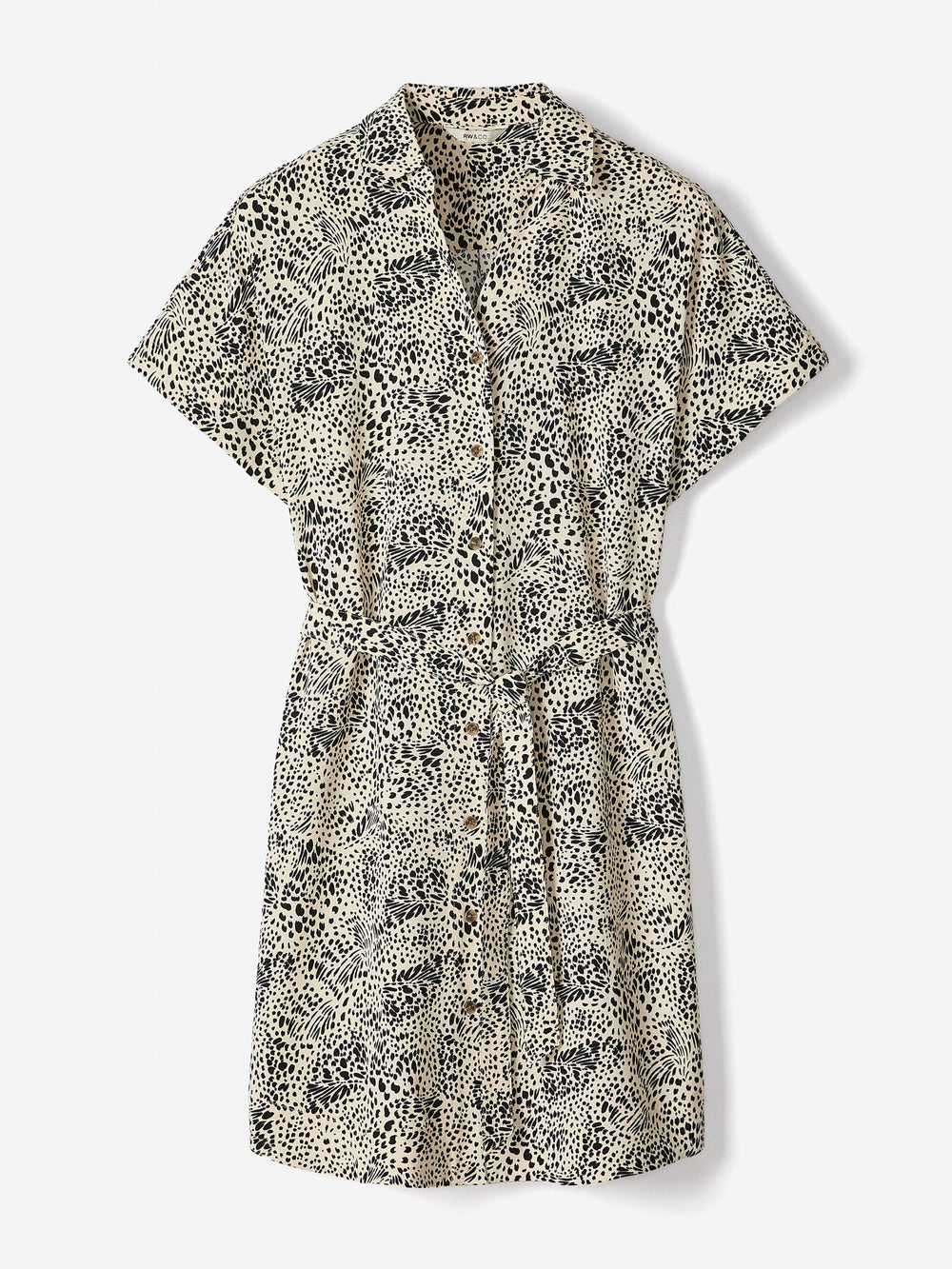 Short-Sleeve Buttoned-Down Midi Dress with Shirt Collar rw&co Special Promo Price