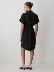 Short-Sleeve Buttoned-Down Midi Dress with Shirt Collar rw&co Special Promo Price