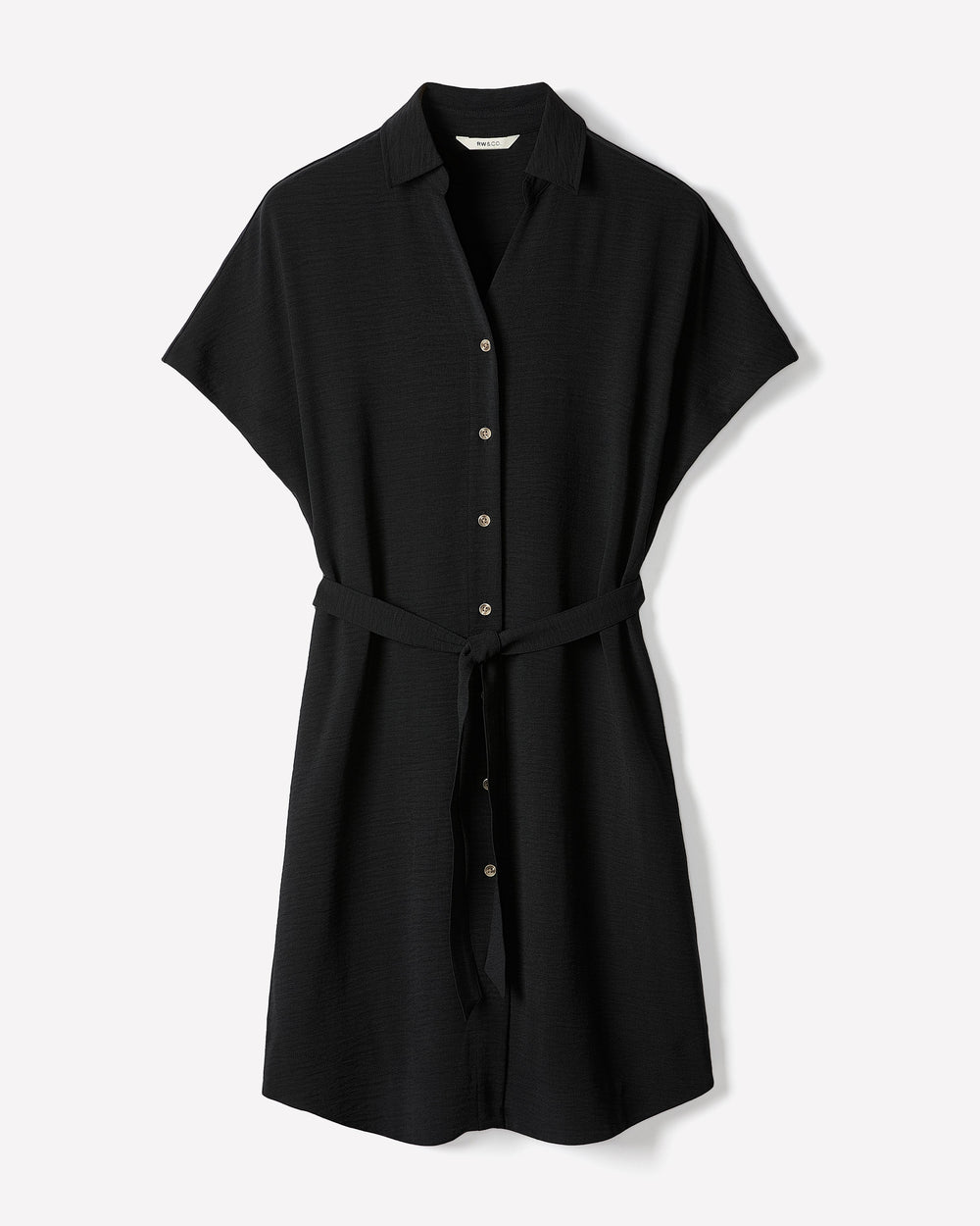 Short-Sleeve Buttoned-Down Midi Dress with Shirt Collar rw&co Special Promo Price