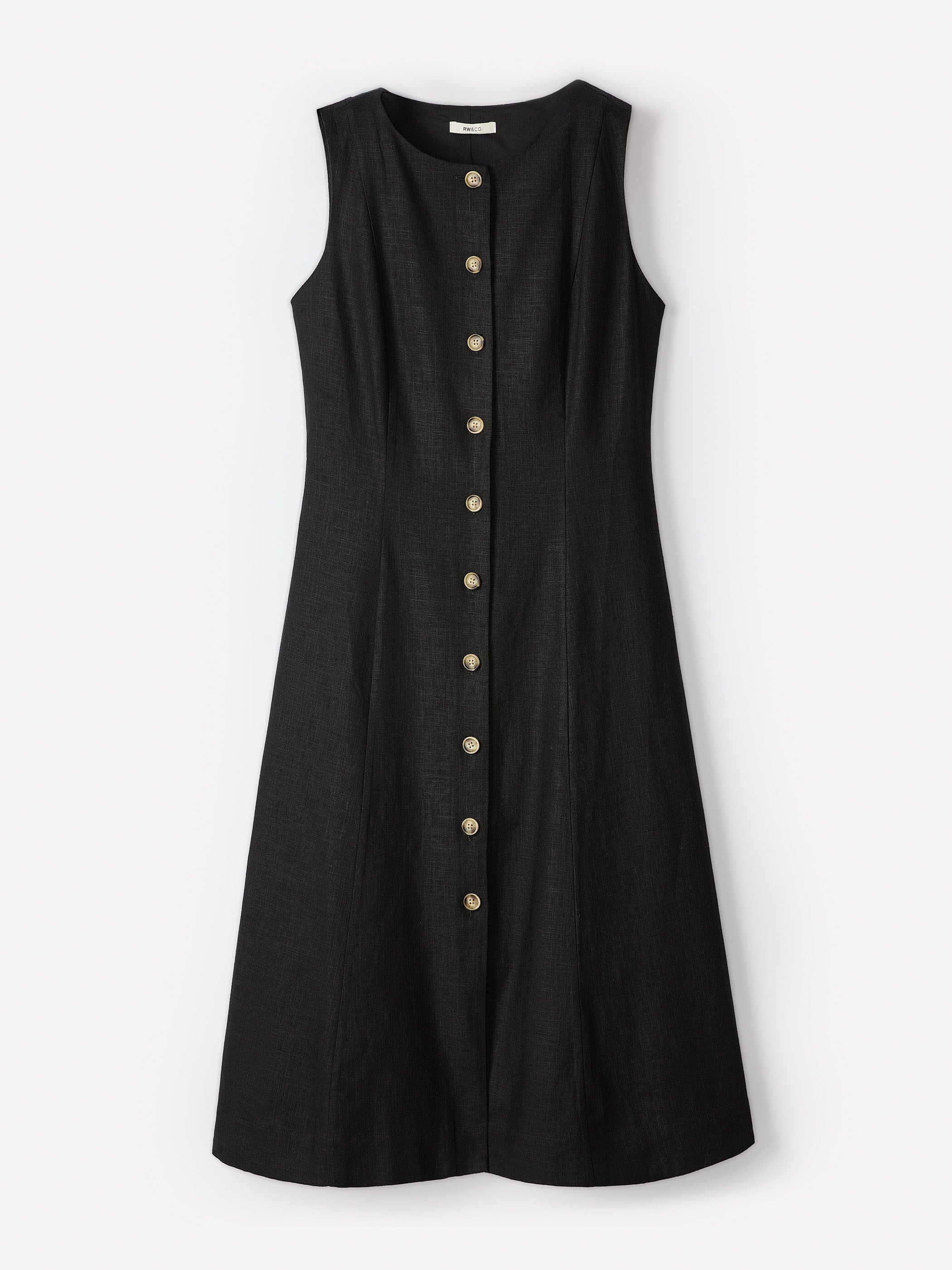 Sleeveless Crew-Neck Linen-Blend Midi Dress rw&co Exclusive Sale Price