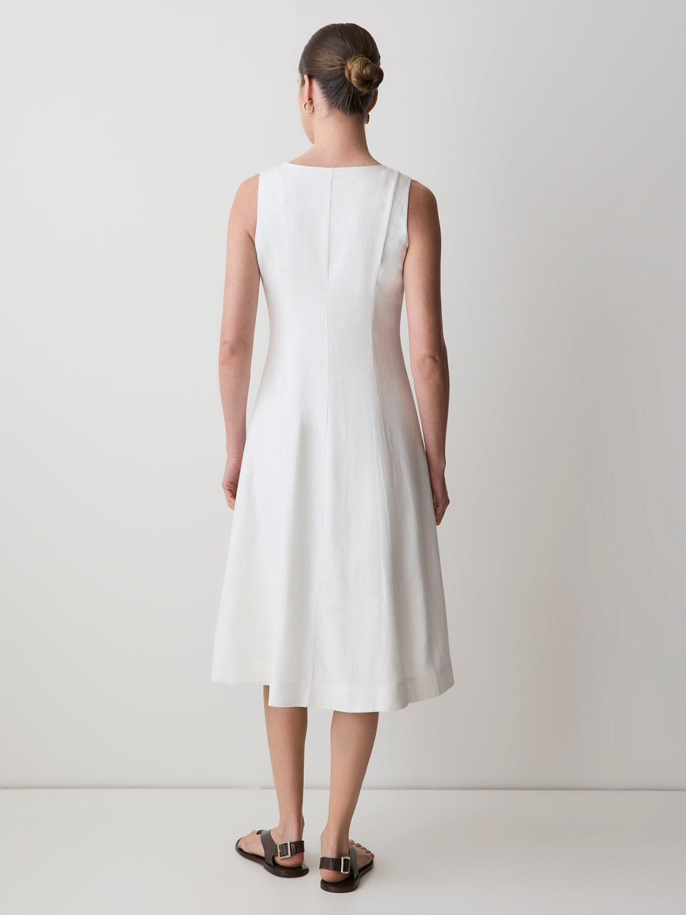 Sleeveless Crew-Neck Linen-Blend Midi Dress rw&co Limited Time Discount
