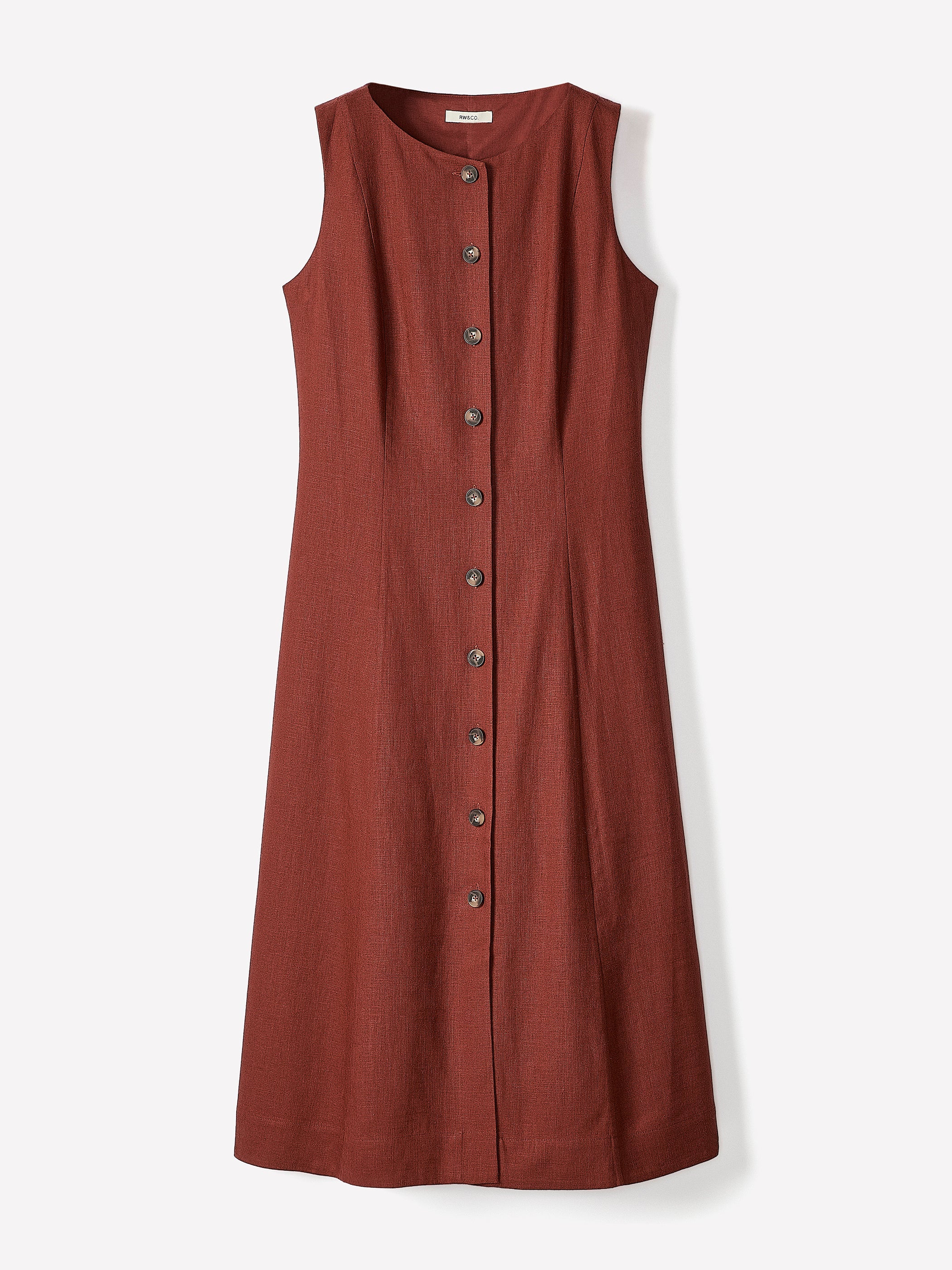 Sleeveless Crew-Neck Linen-Blend Midi Dress rw&co Limited Time Discount