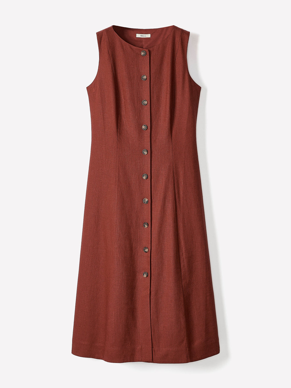 Sleeveless Crew-Neck Linen-Blend Midi Dress rw&co Limited Time Discount