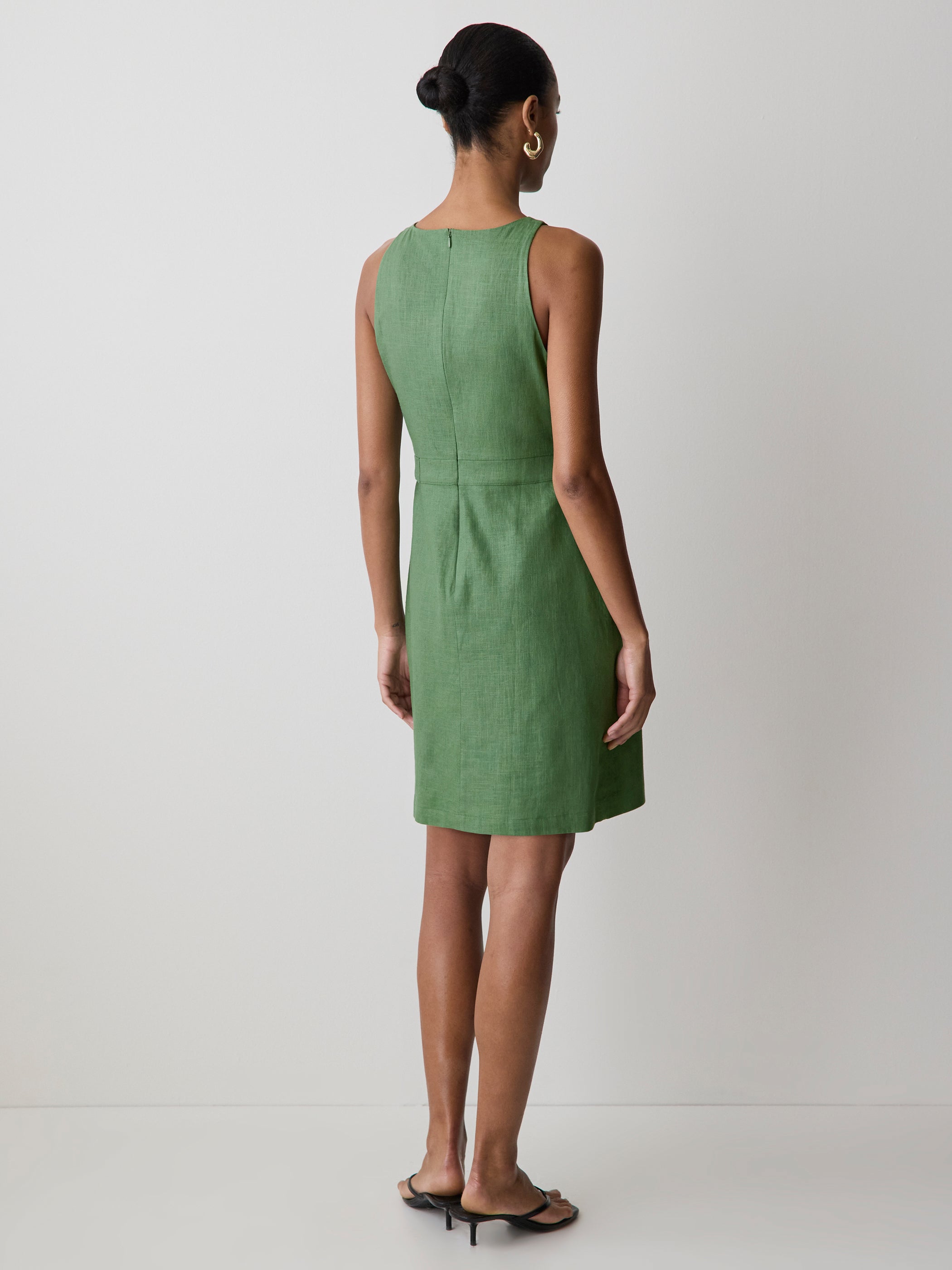 Sleeveless Boat-Neck Linen-Blend Midi Dress rw&co Great Value Deal