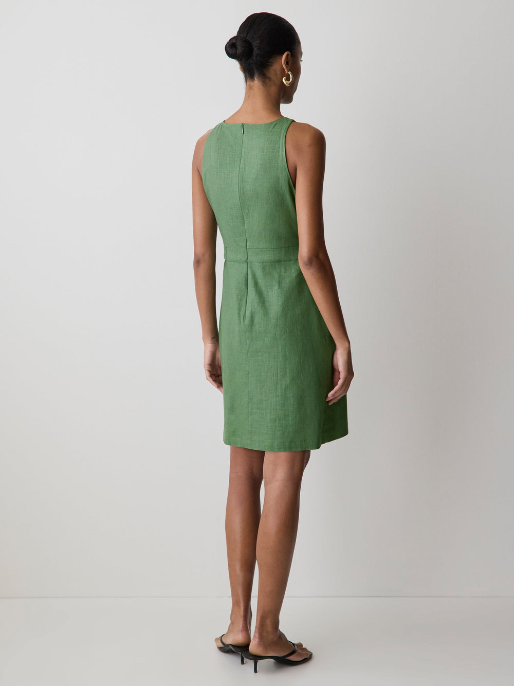 Sleeveless Boat-Neck Linen-Blend Midi Dress rw&co Great Value Deal