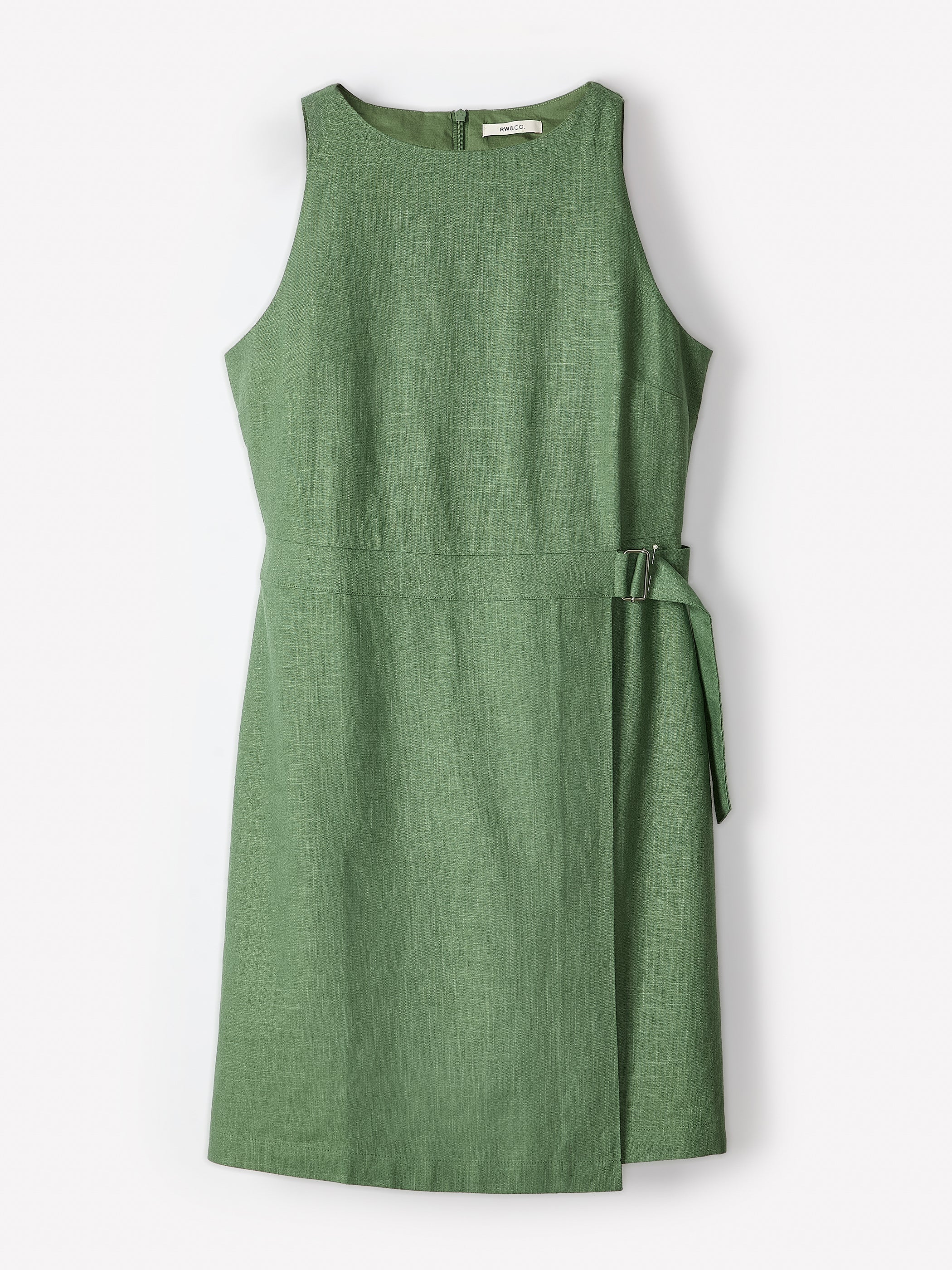 Sleeveless Boat-Neck Linen-Blend Midi Dress rw&co Great Value Deal