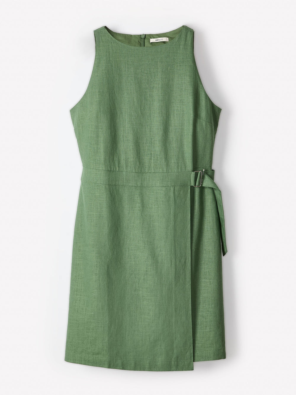 Sleeveless Boat-Neck Linen-Blend Midi Dress rw&co Great Value Deal