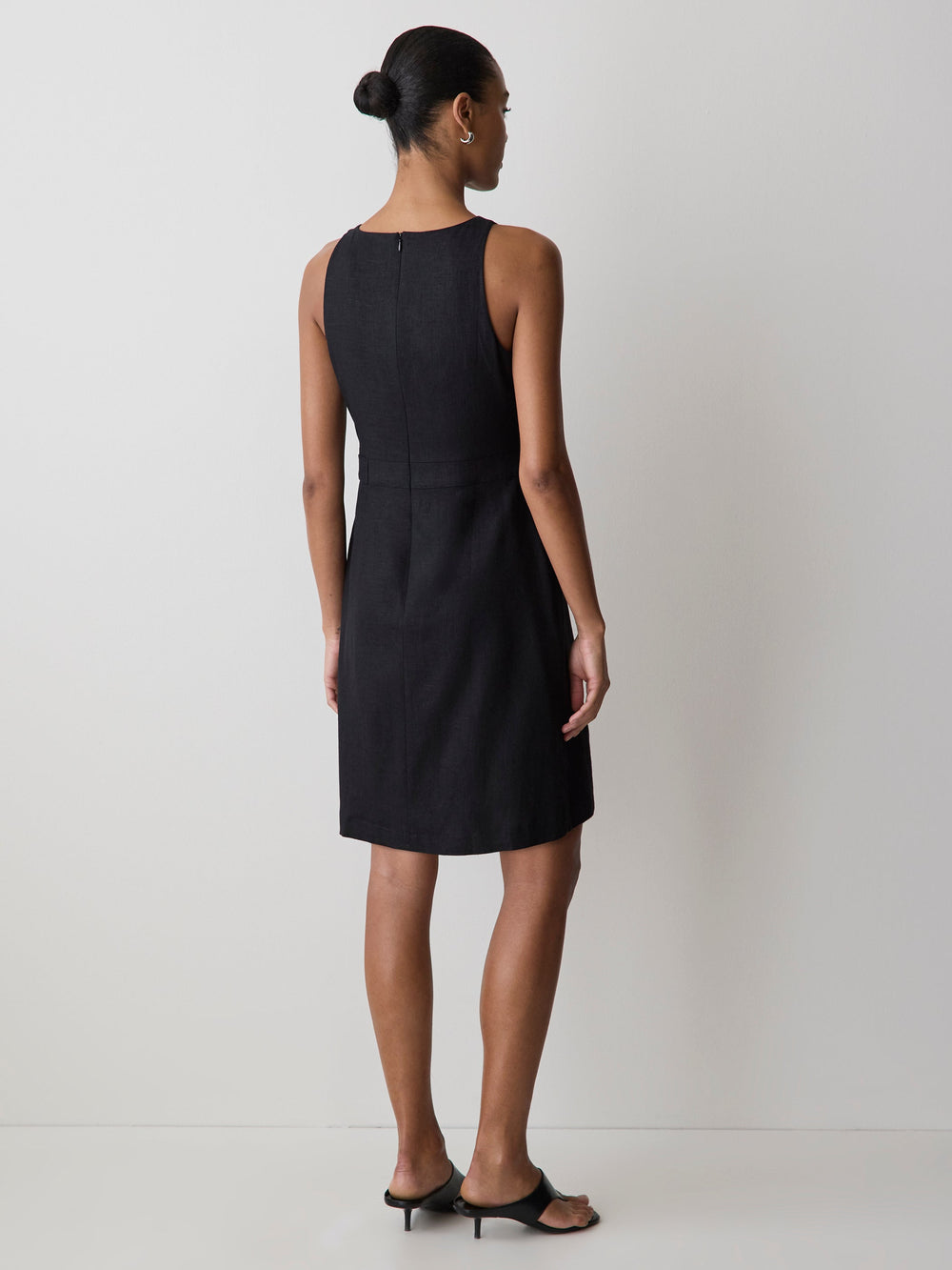 Sleeveless Boat-Neck Linen-Blend Midi Dress rw&co Great Value Deal