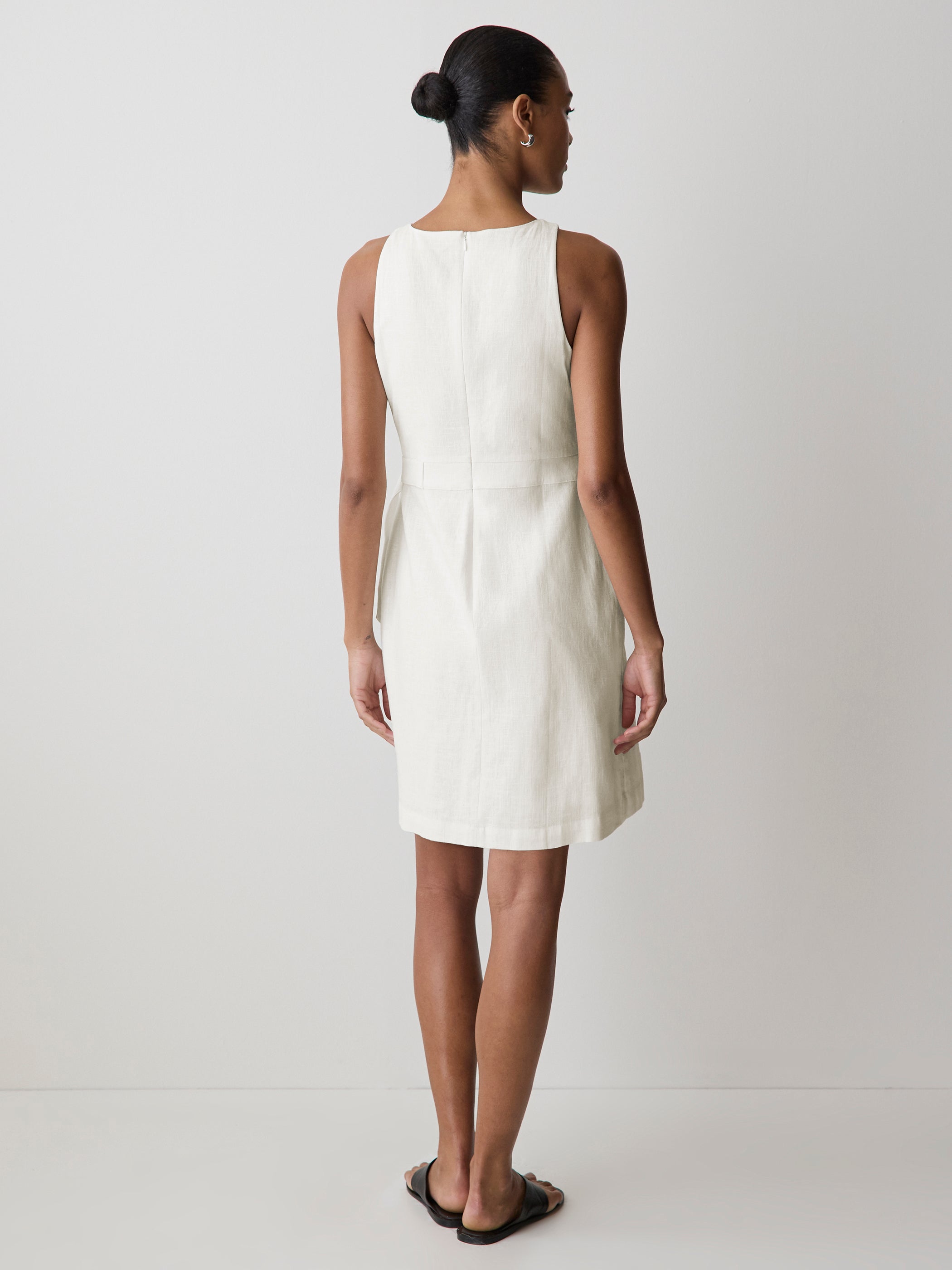 Sleeveless Boat-Neck Linen-Blend Midi Dress rw&co Great Value Deal