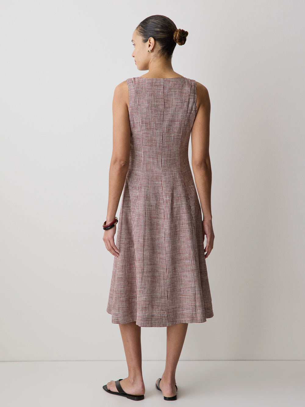 Sleeveless Crew-Neck Linen-Blend Midi Dress rw&co Special Promo Price
