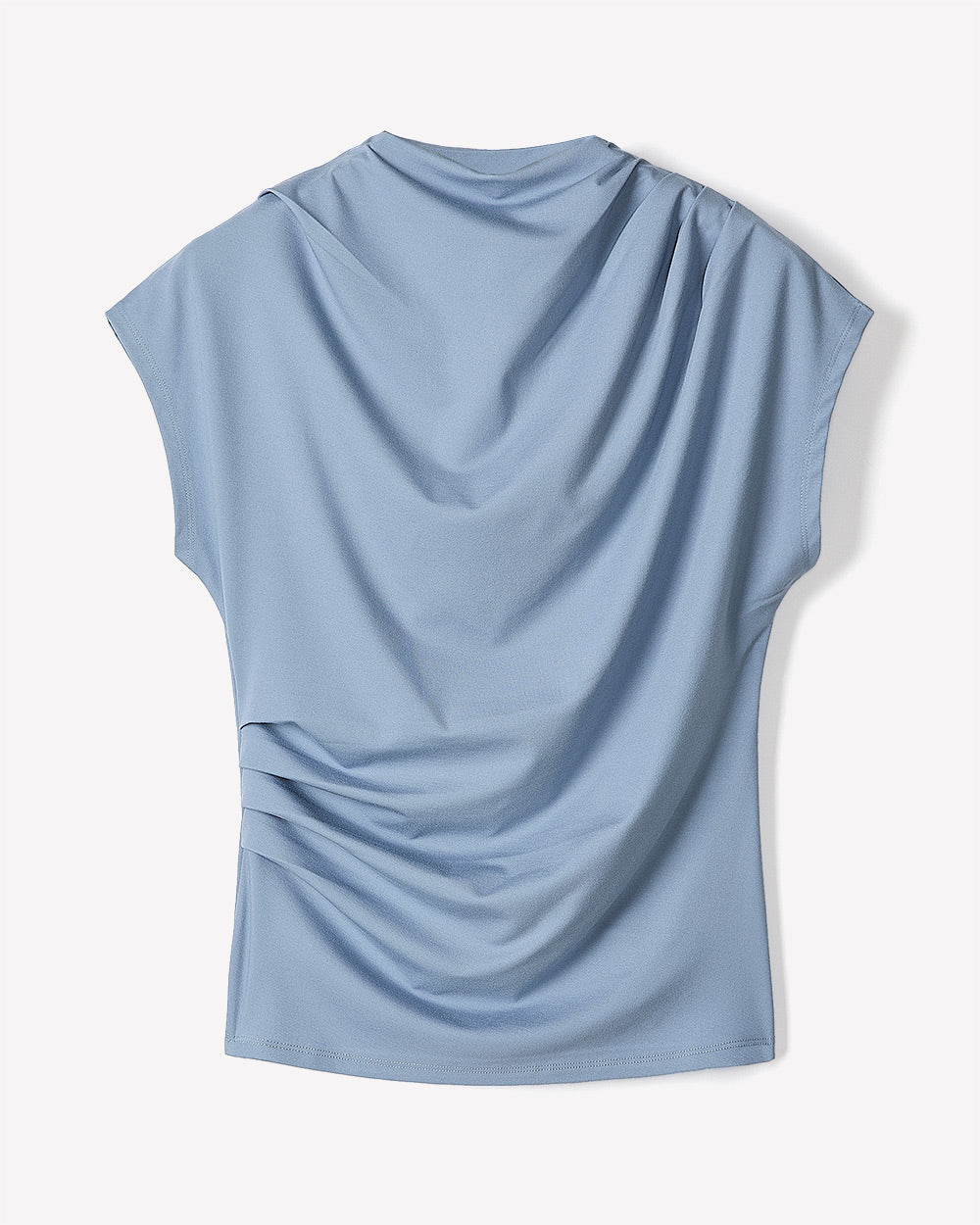 Extended-Sleeve Crew-Neck Draped Top rw&co Great Value Deal