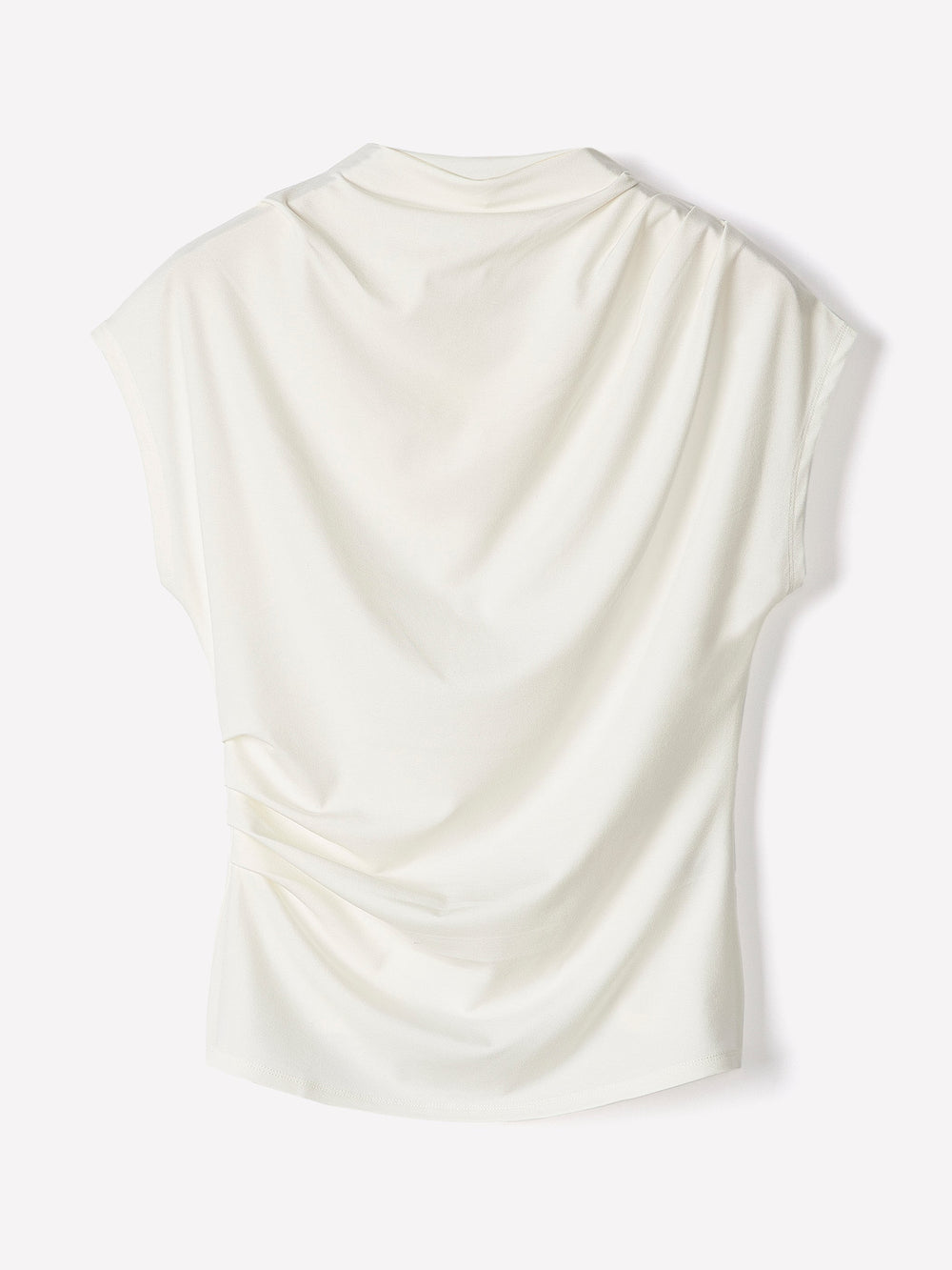 Extended-Sleeve Crew-Neck Draped Top rw&co Great Value Deal