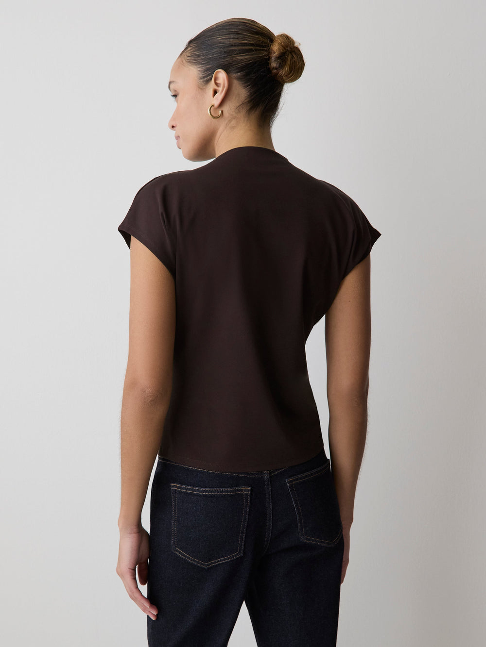 Extended-Sleeve Crew-Neck Draped Top rw&co Great Value Deal